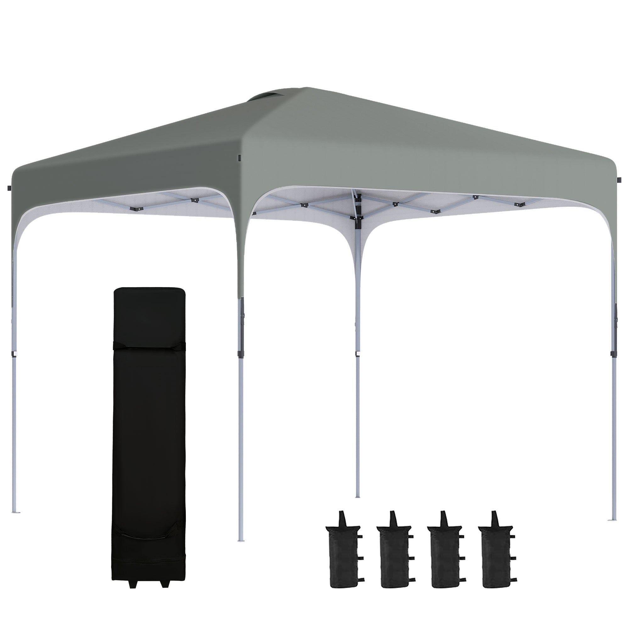 3x3 Metre Pop Up Gazebo Set with Carry Bag and Leg Weights - Dark Grey
