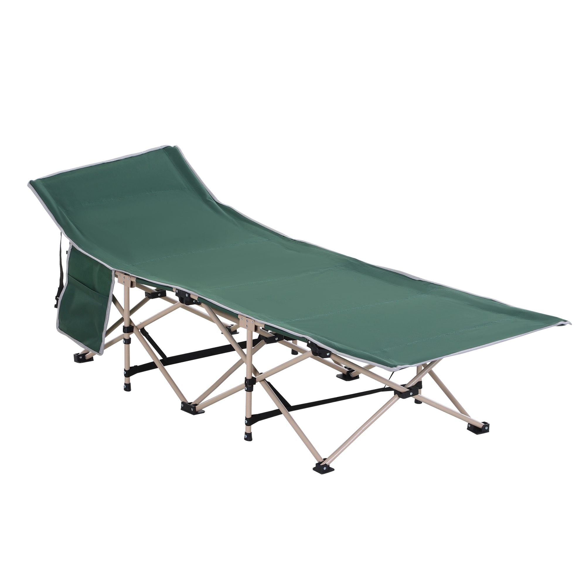 Portable Military Camping Folding Cot with Steel Frame - Green