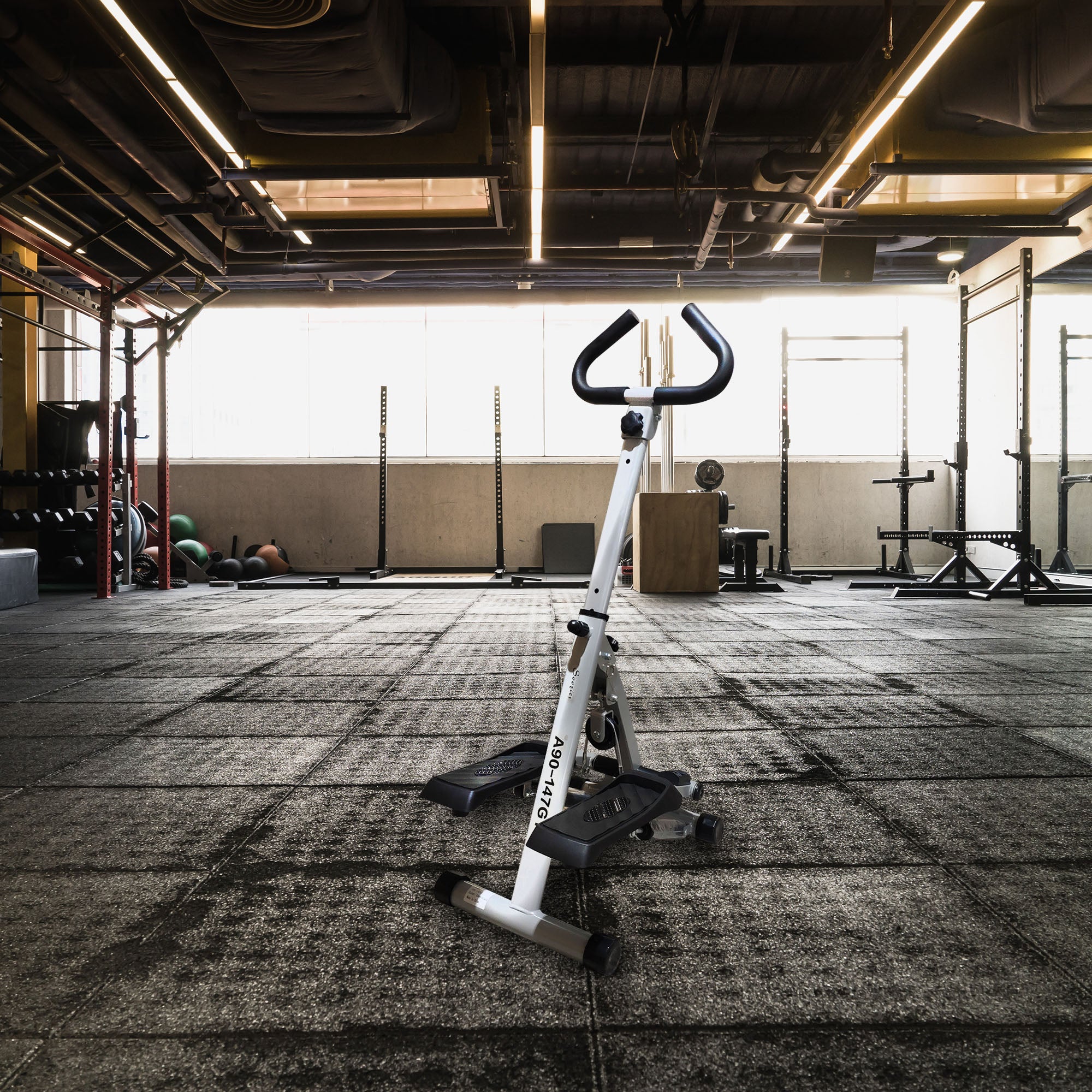 Stepper Fitness Machine with Handle and Non-Slip Pedals - Grey