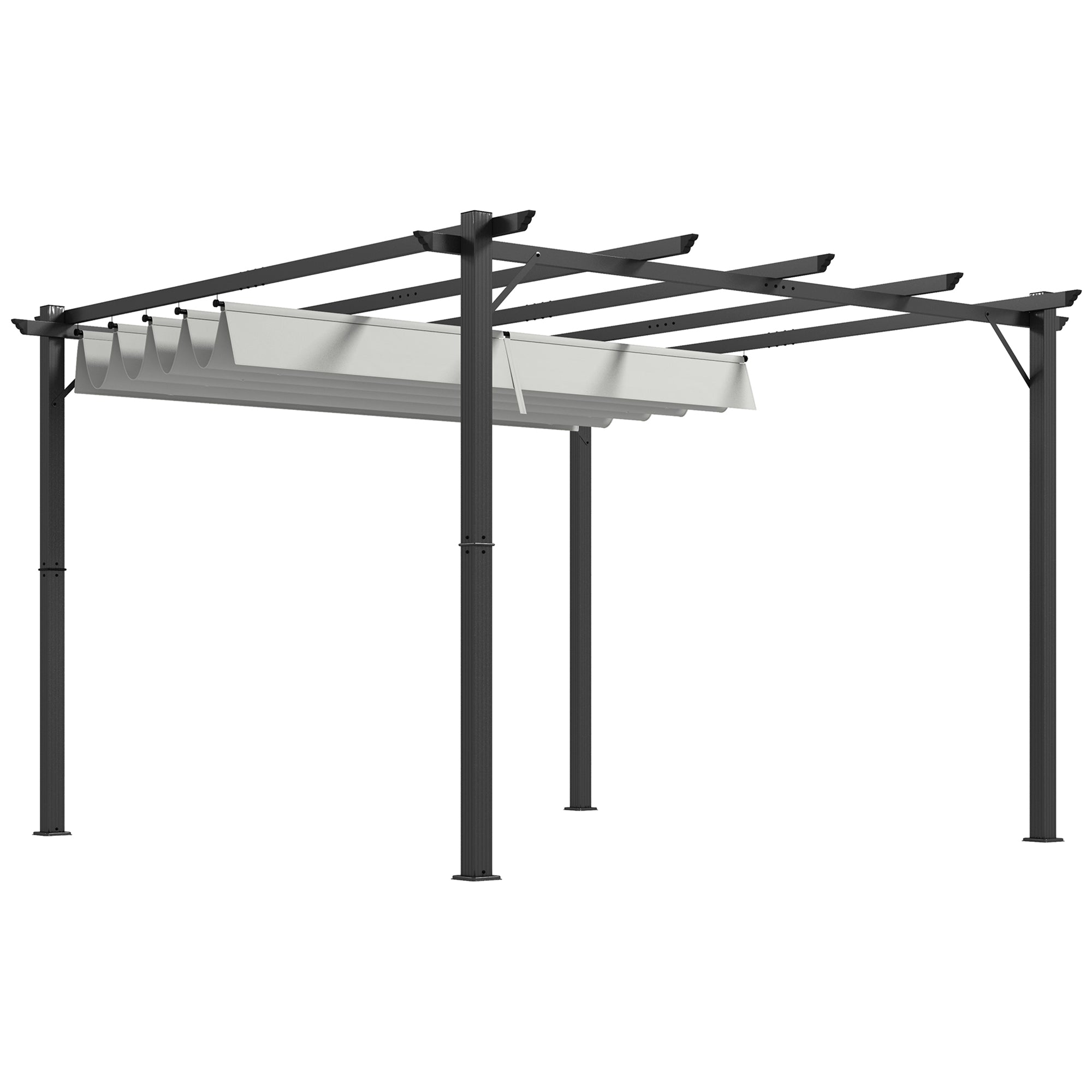 Retractable Aluminium Pergola Canopy Gazebo with UV Resistant Roof - Light Grey