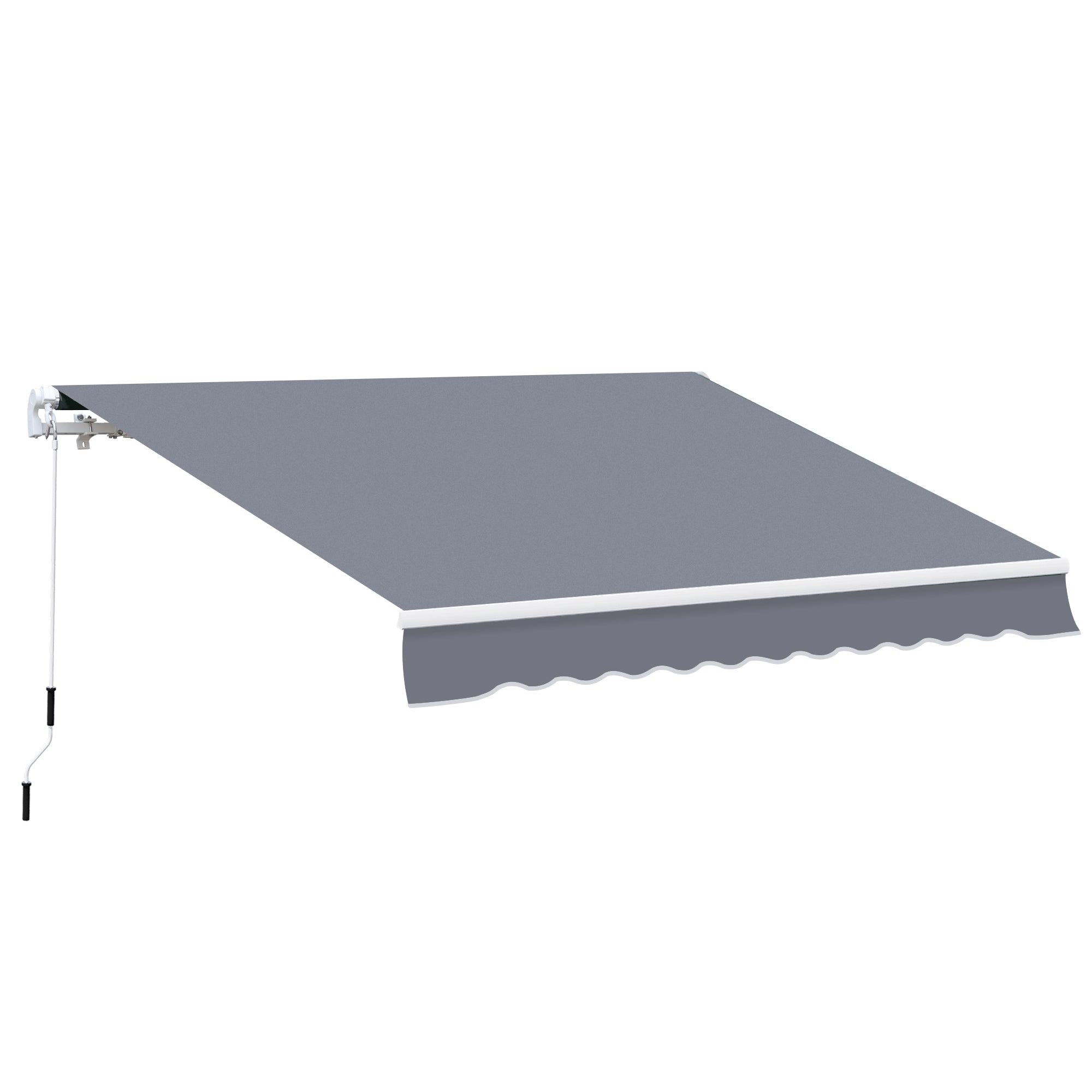Retractable Manual Patio Awning Canopy Set with Aluminium Bracket - Grey