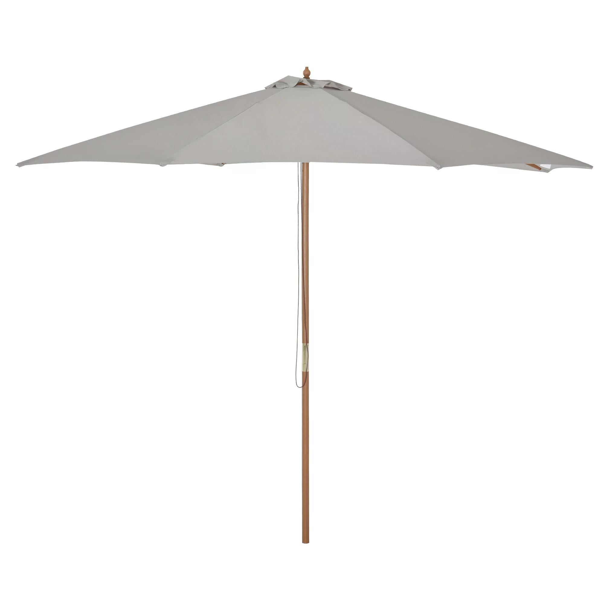 3m Fir Wooden Garden Parasol Bamboo Sun Shade Patio Umbrella Canopy - Grey