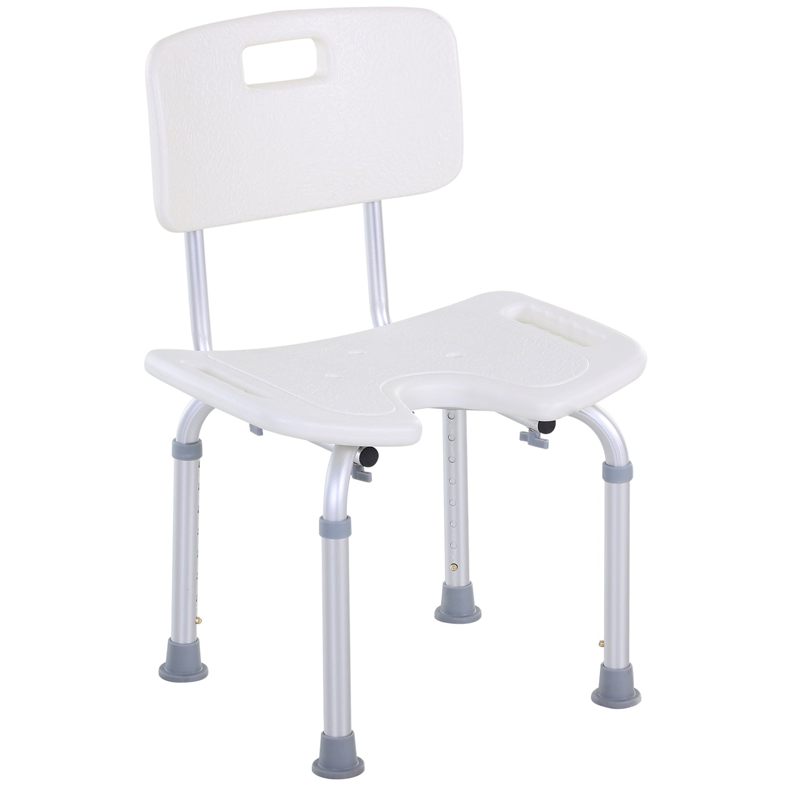 8-Level Height Adjustable Bath Stool Spa Shower Chair Aluminum w/ Non-Slip Feet and Handle, Load Capacity 136kg