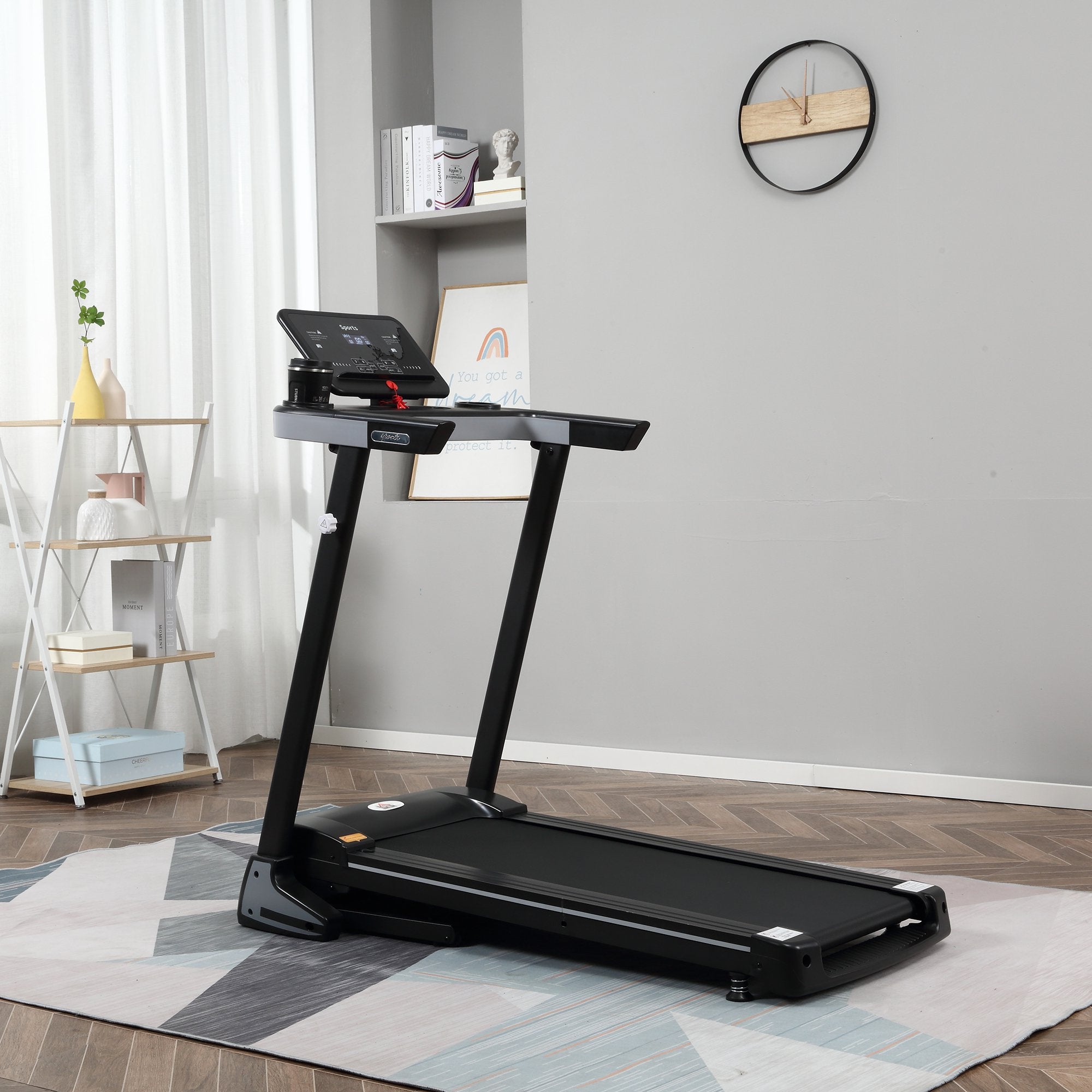 Folding Motorised Treadmill with LCD Display - Black