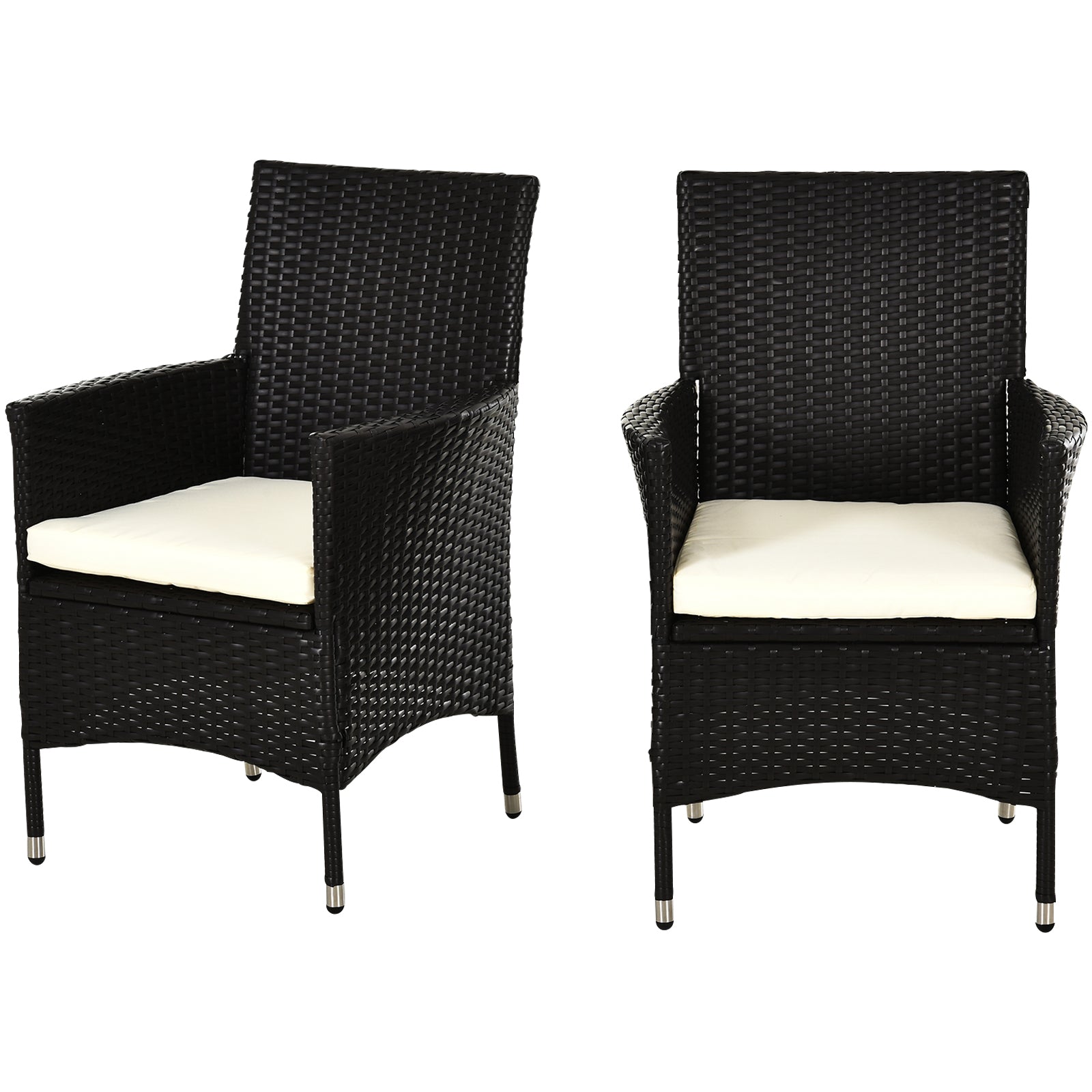 2 Seater Outdoor Rattan Dining Chairs with Cushions - Deep Coffee