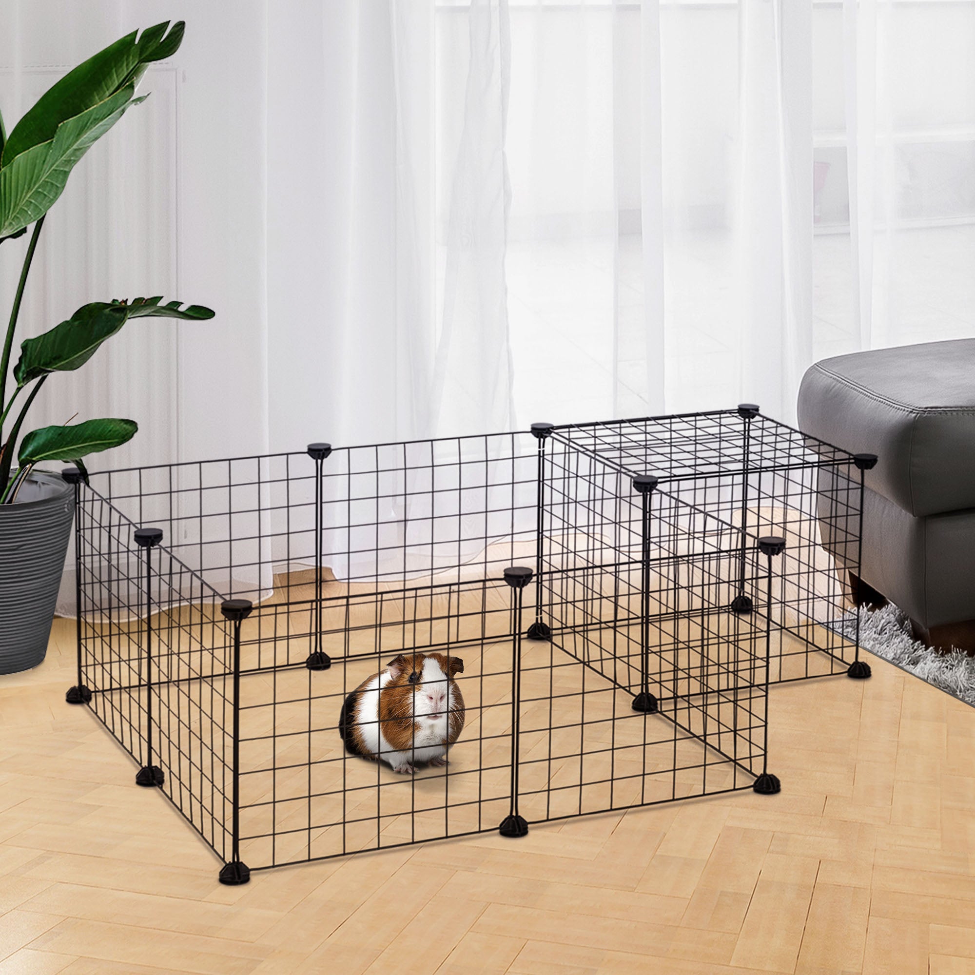 Modular Metal Wire Pet Playpen 106x73x36cm - Black