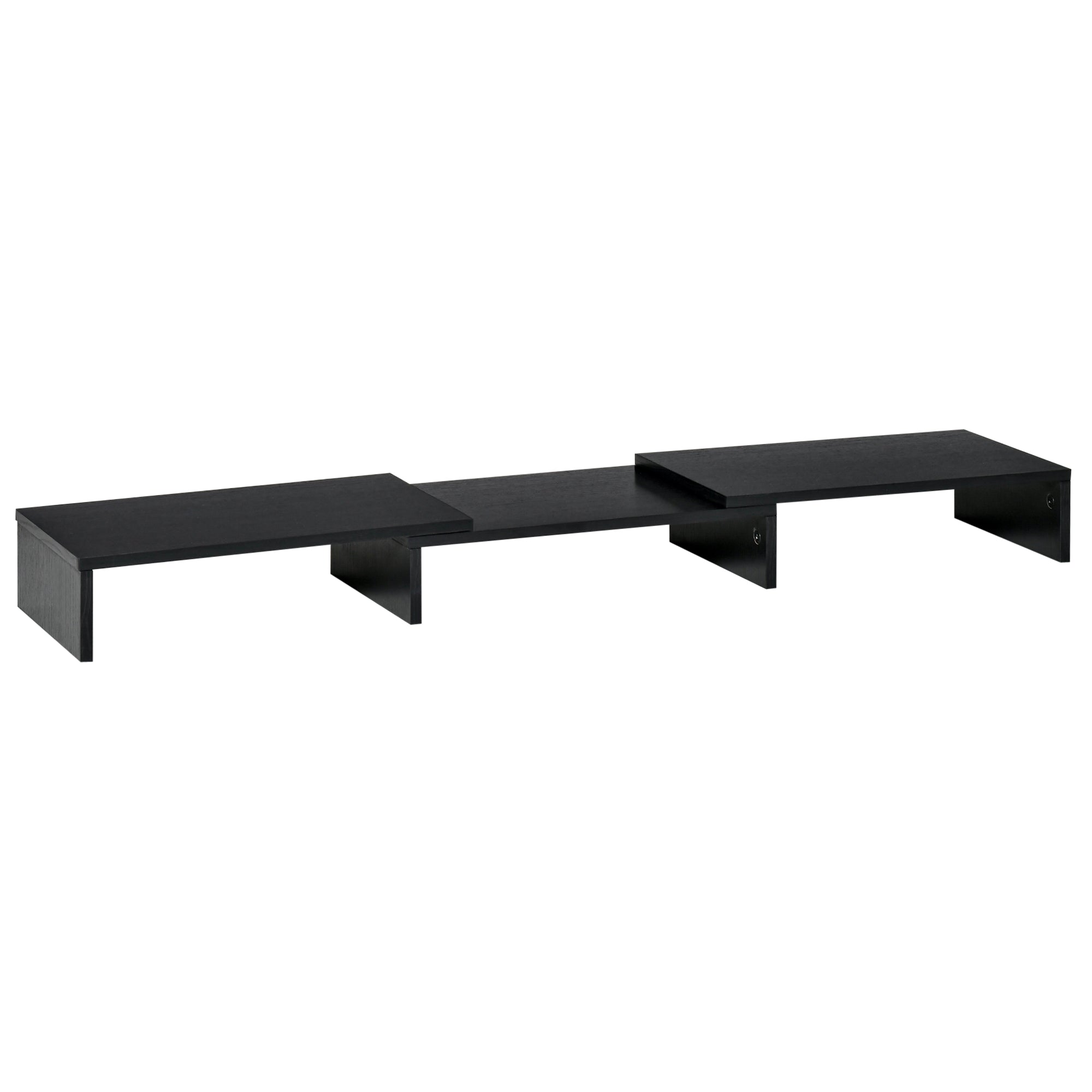 Dual Monitor Adjustable Length and Angle Stand Riser for Laptop, PC, Printer, TV - Black