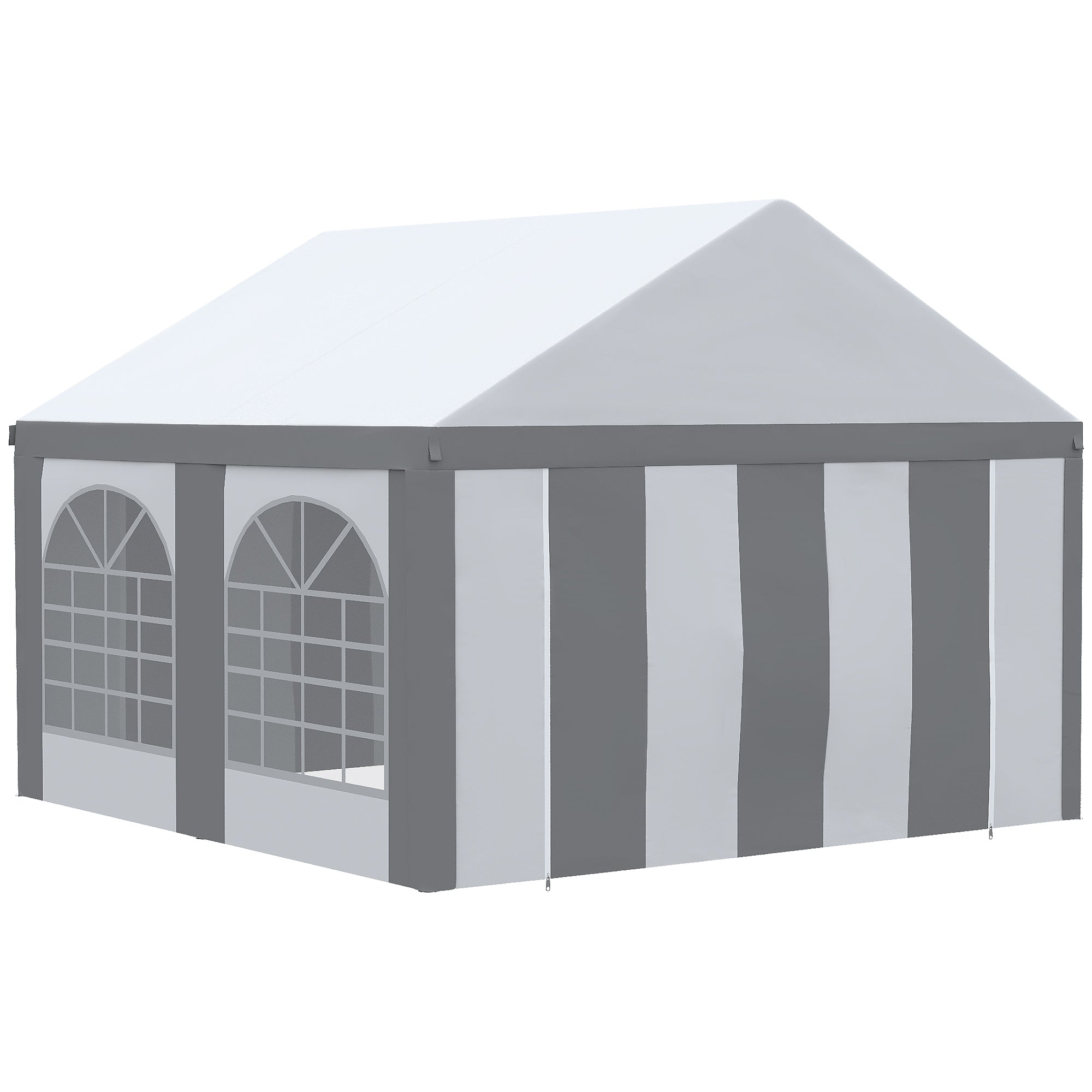 4 x 4m Galvanised Steel Party Tent with Sides & Windows - White