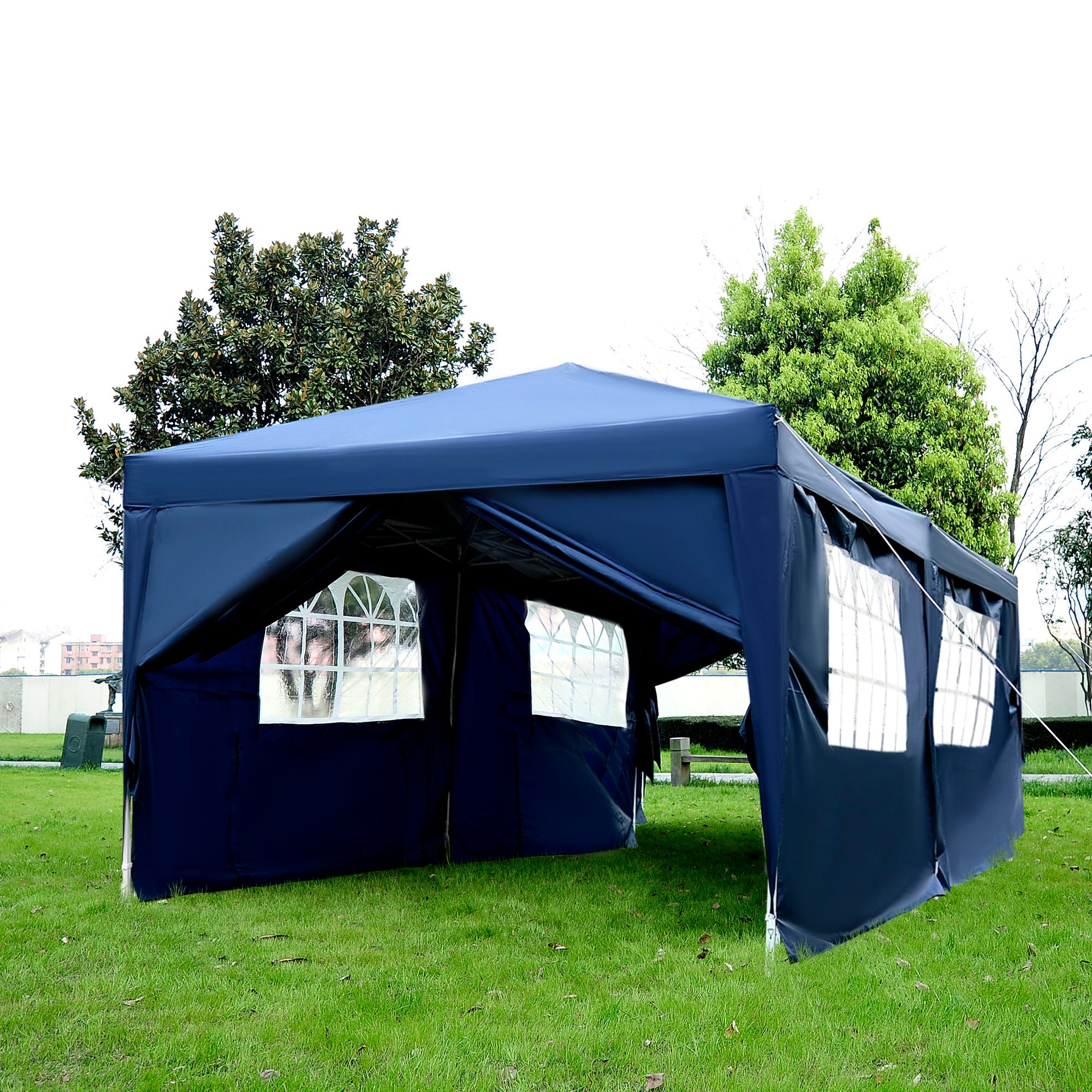 Heavy Duty Pop Up Gazebo Canopy Set of 7 - Blue Oxford Fabric