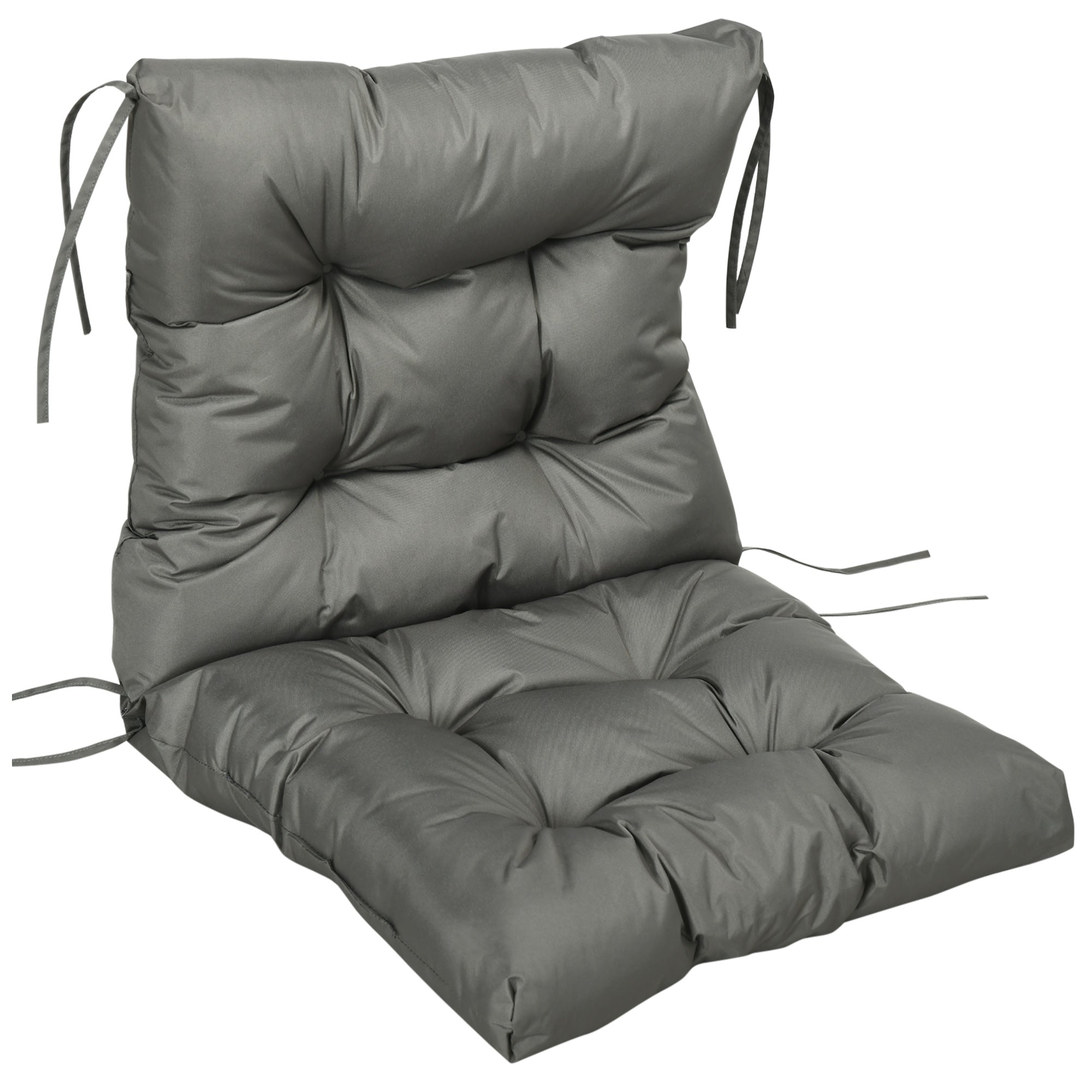 Garden Back Chair Cushion with Backrest for Indoor & Outdoor Seating - Light Grey