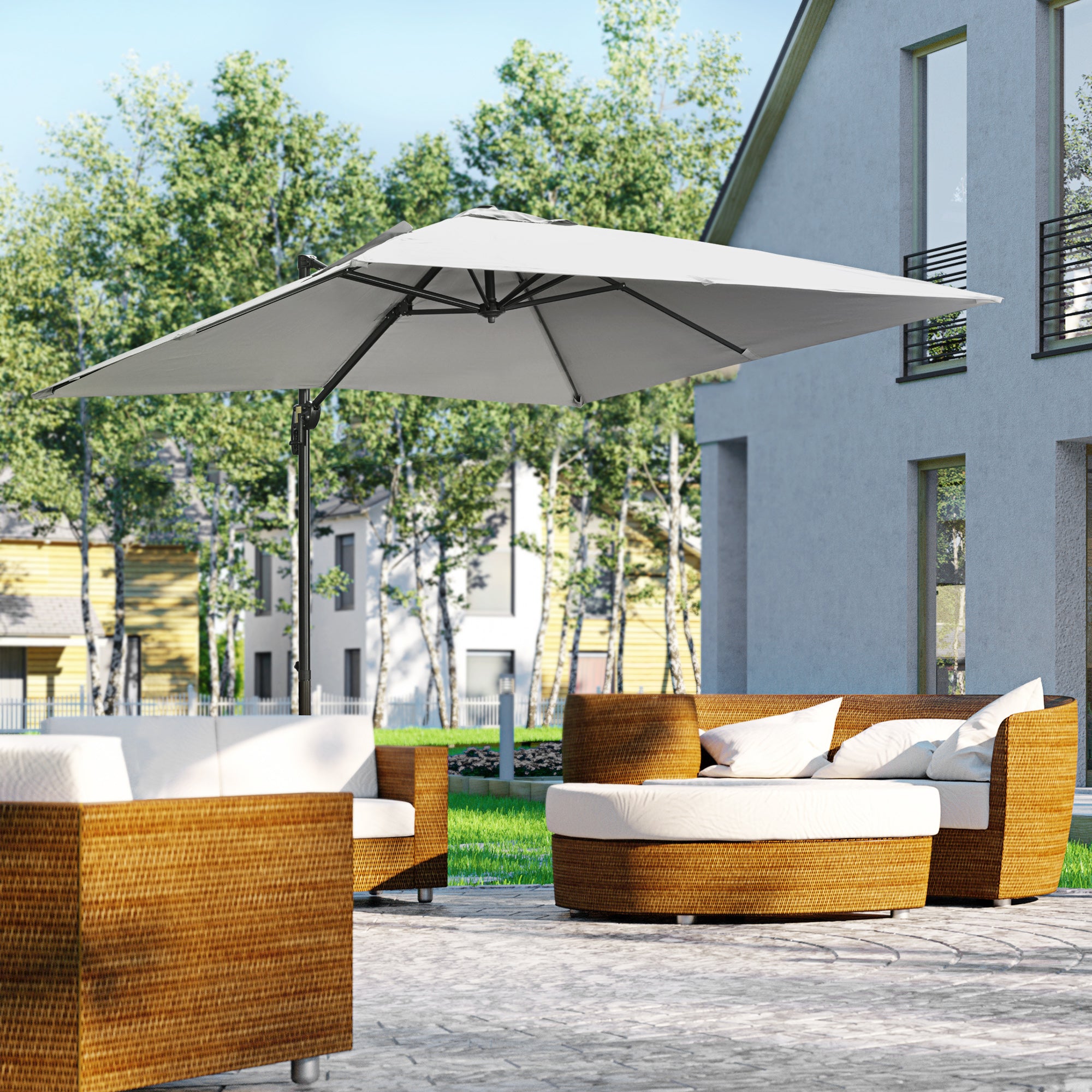 2.7 Metre Aluminium Frame Cantilever Parasol with Grey Canopy - Grey