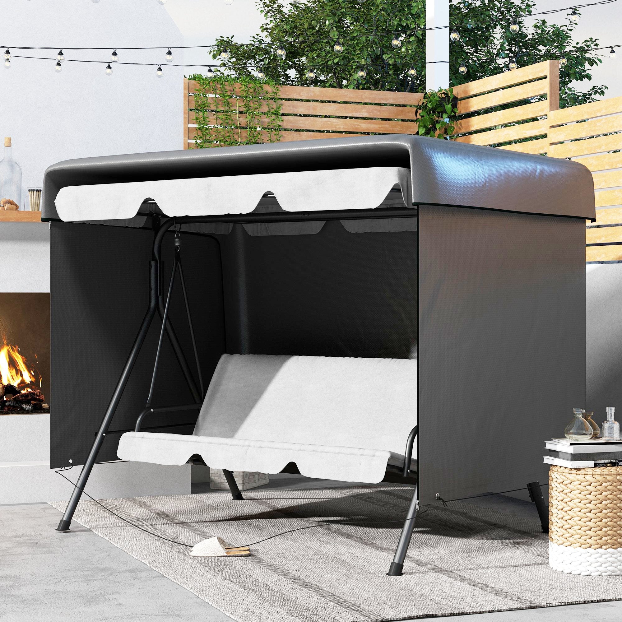 3 Seater Patio Swing Chair Cover Waterproof Heavy Duty Dark Grey