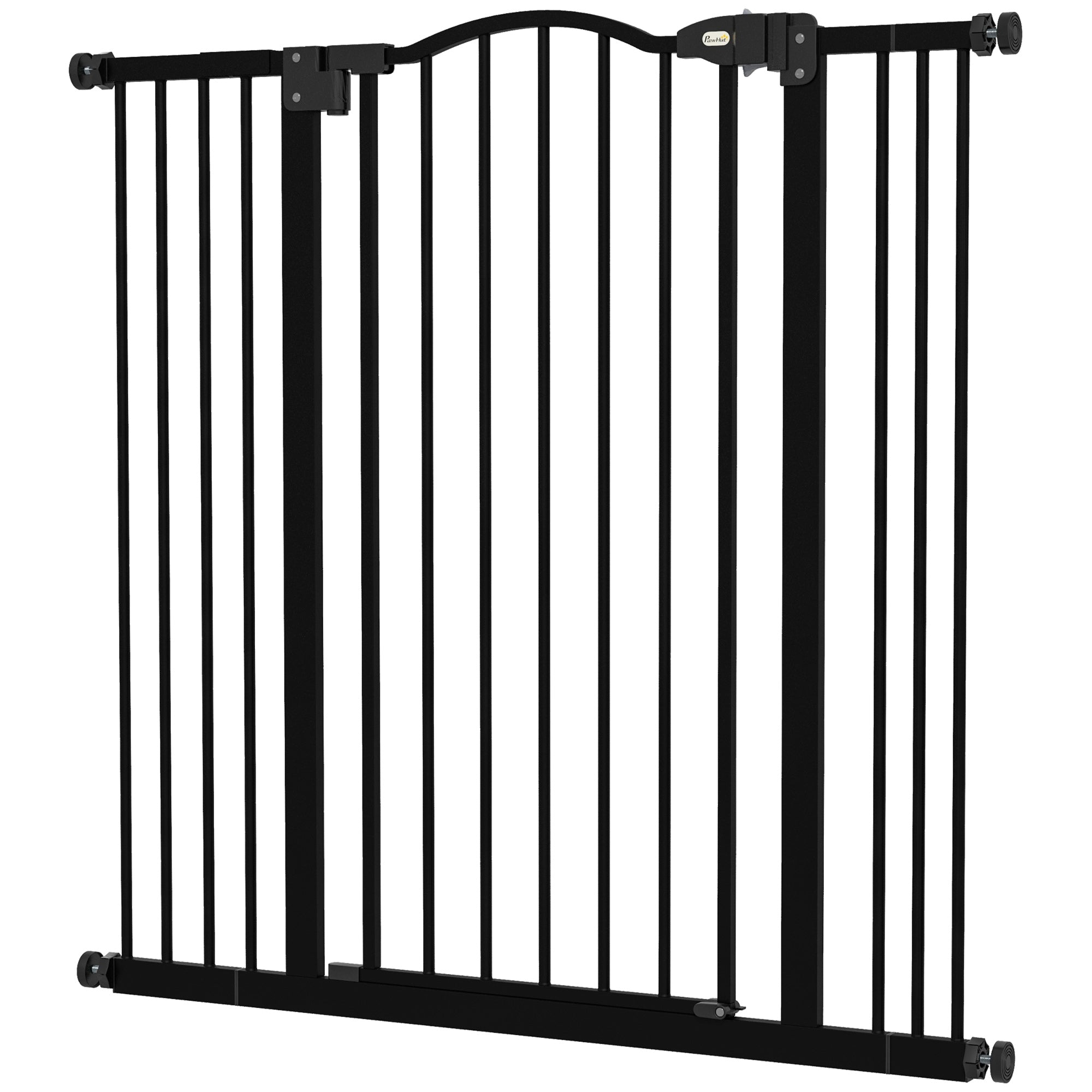 Metal Pet Safety Gate Folding Dog Fence Adjustable with Double Lock - Black