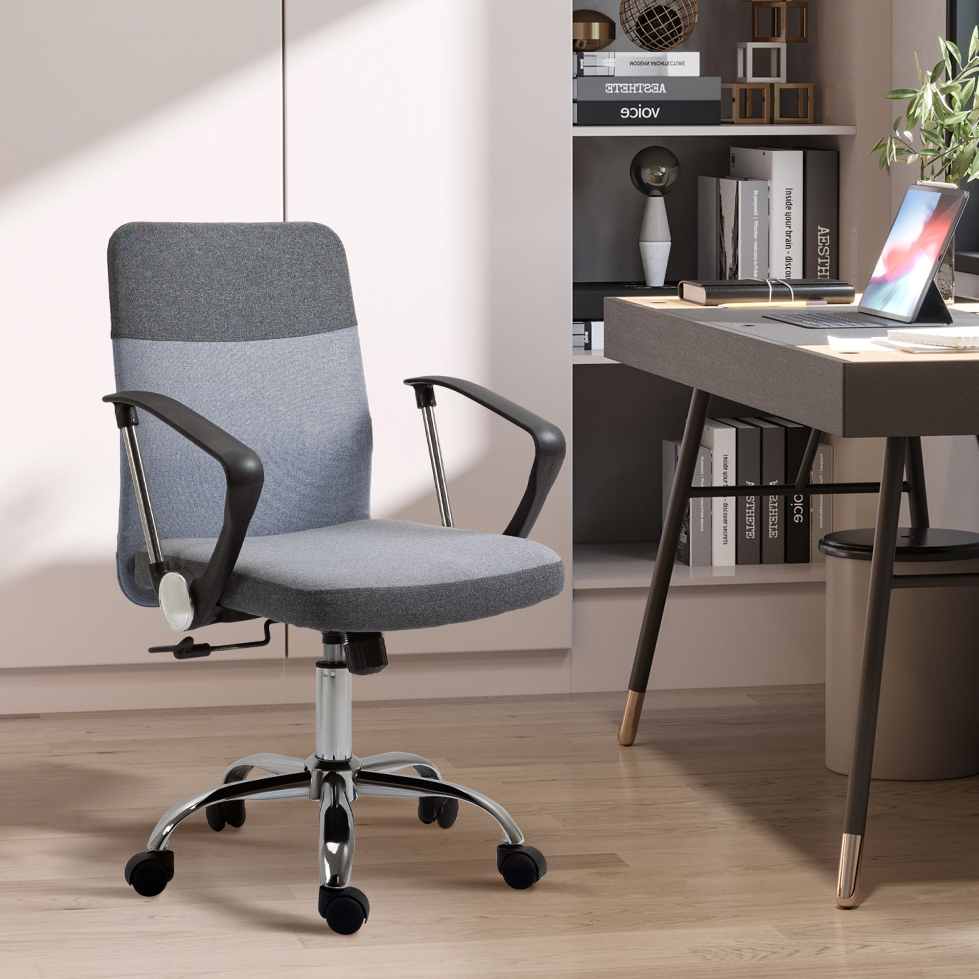Ergonomic Office Chair Linen Fabric Swivel Computer Desk Chair Home St