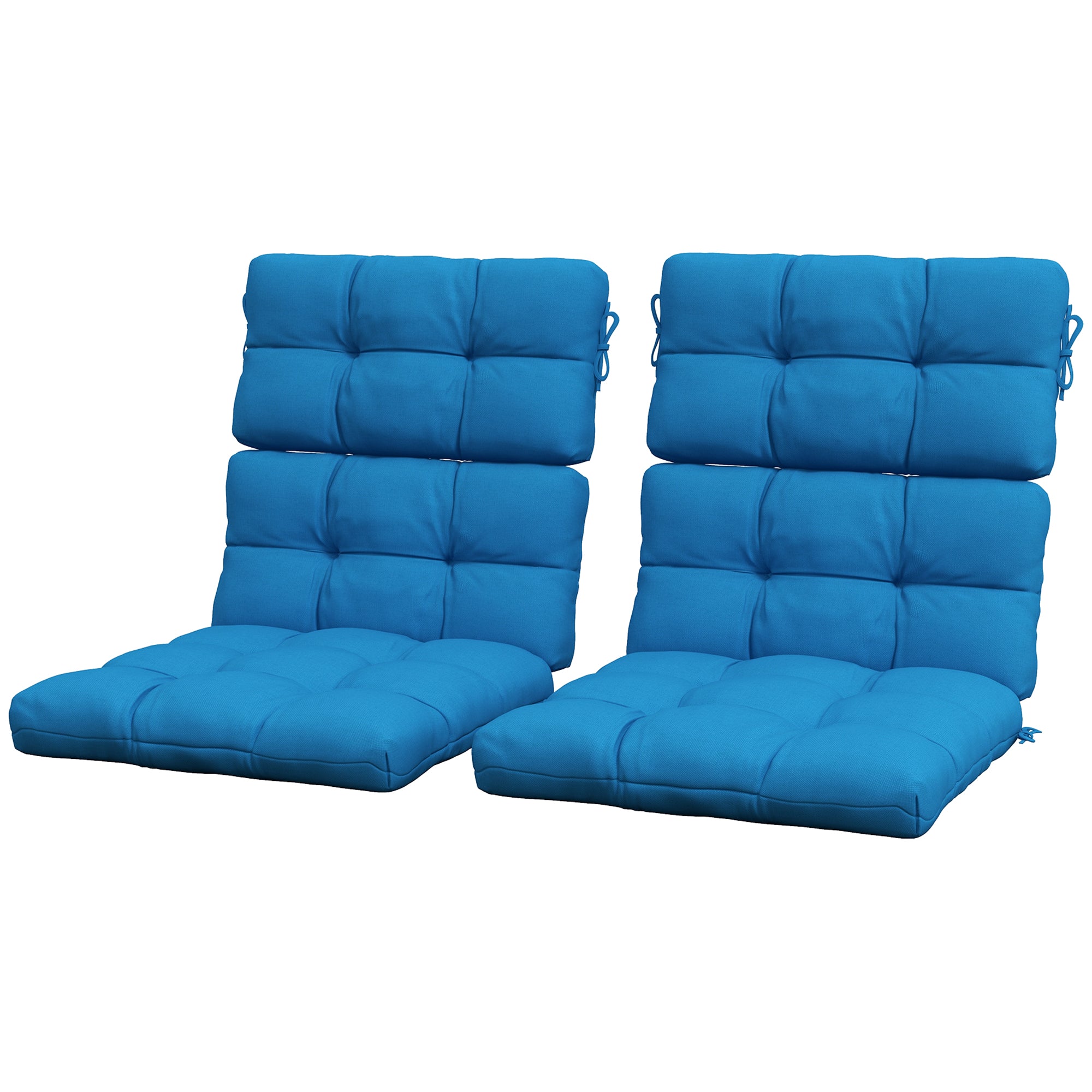 2-Piece Garden Patio Chair Seat Cushion Set with Backrest and Ties - Turquoise Green