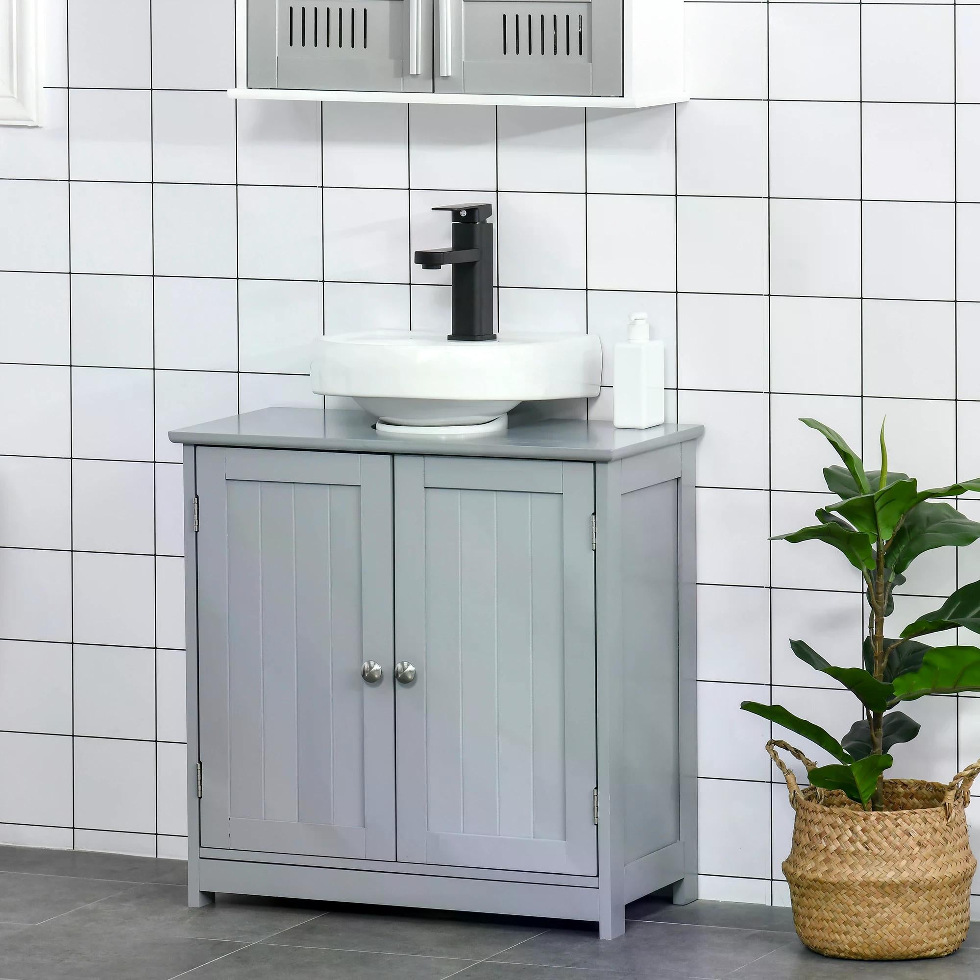 Under-Sink Storage Cabinet with Adjustable Shelf - Grey