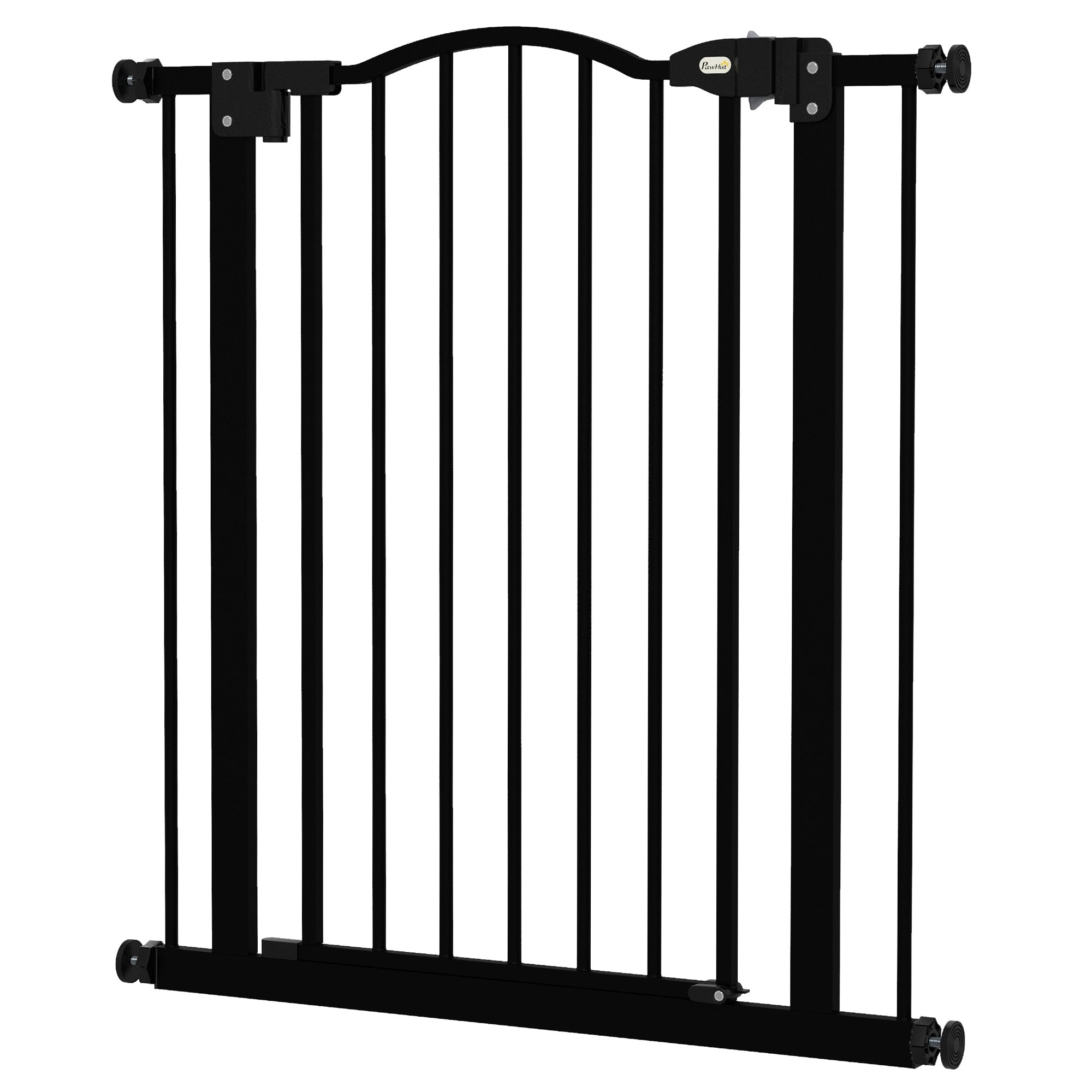 Adjustable 74-80cm Metal Pet Safety Gate with Auto-Close Door - Black