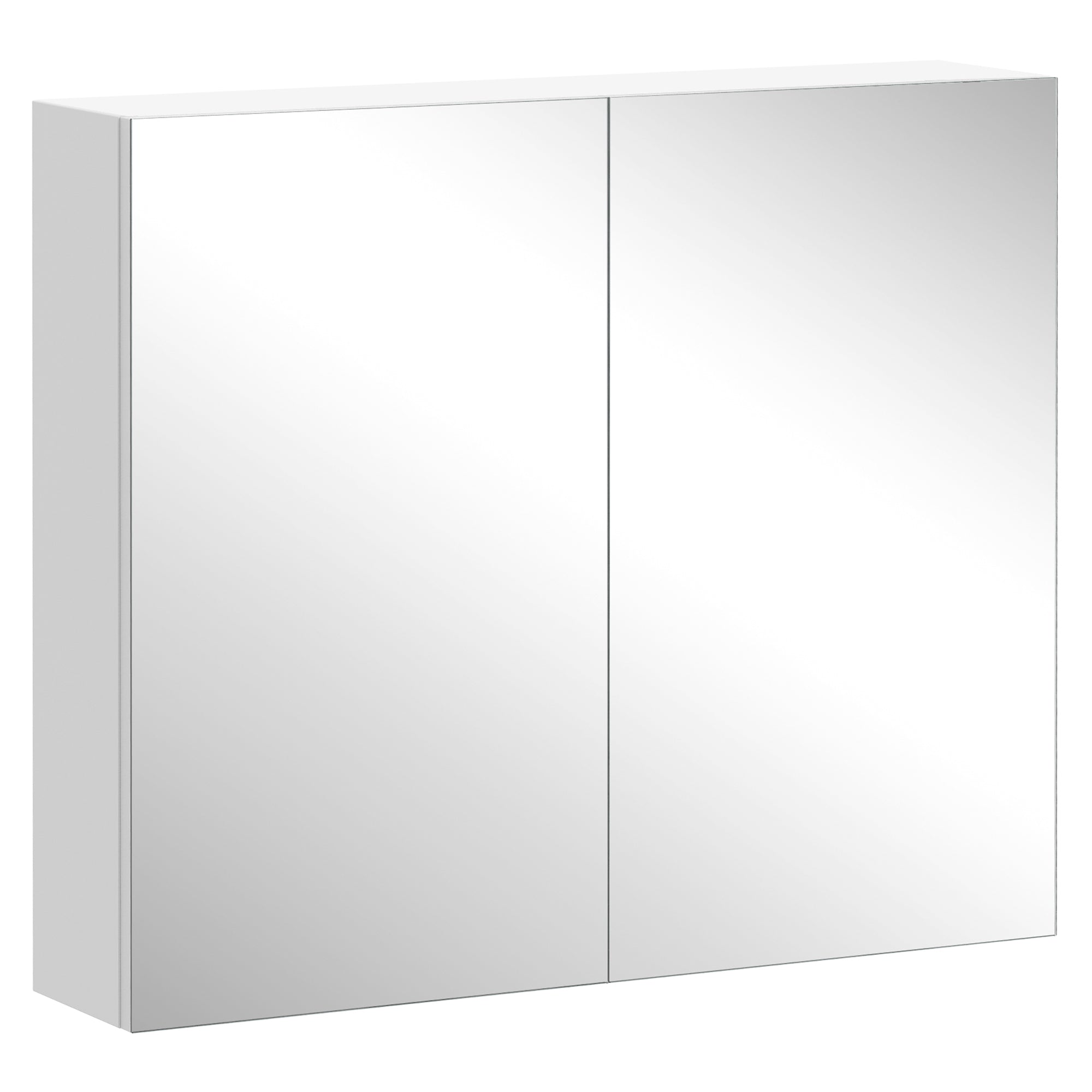 Wall Mounted Bathroom Mirror Storage Cabinet with Adjustable Shelves - White