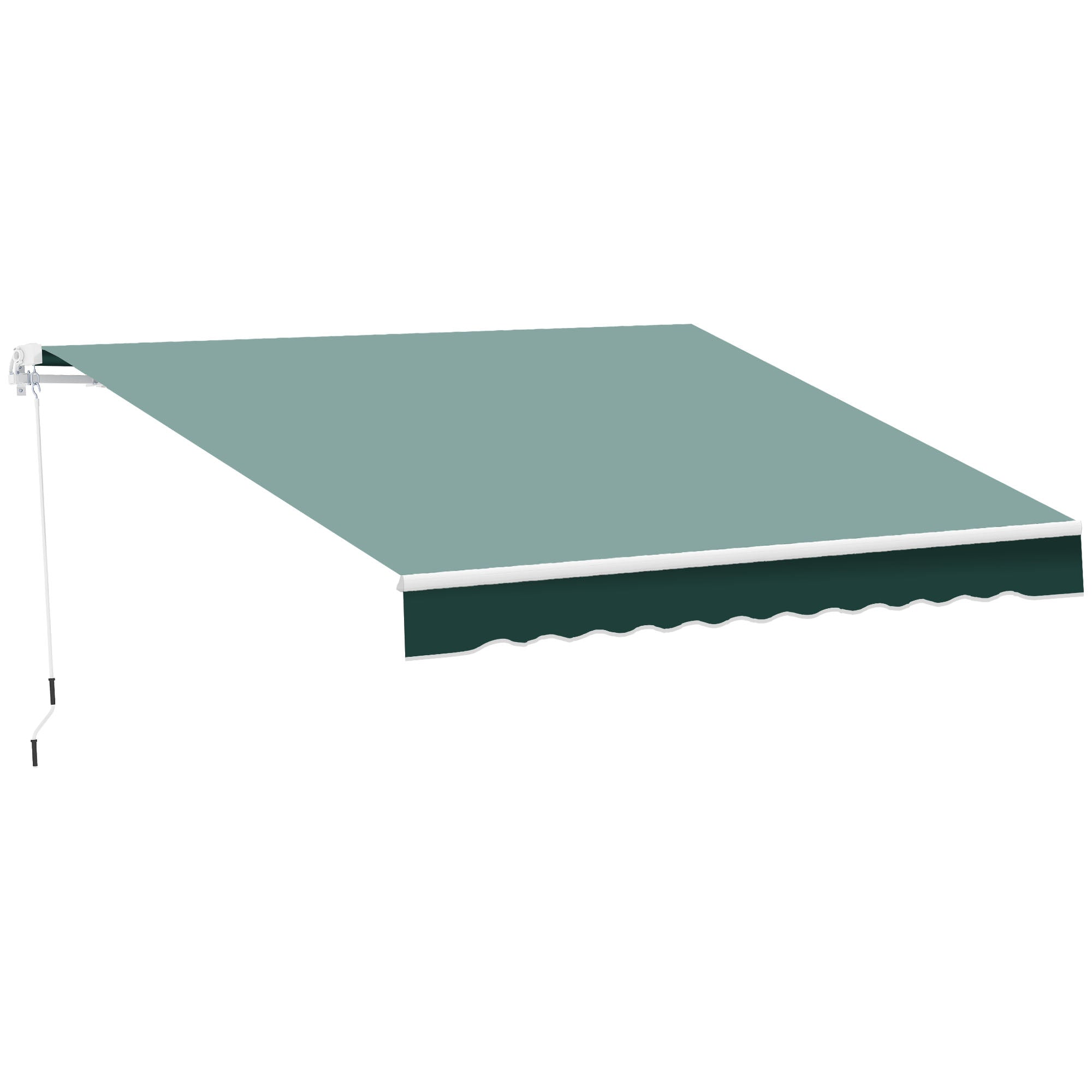 2.5m x 2m Manual Retractable Garden Patio Awning Canopy with Winding Handle - Green