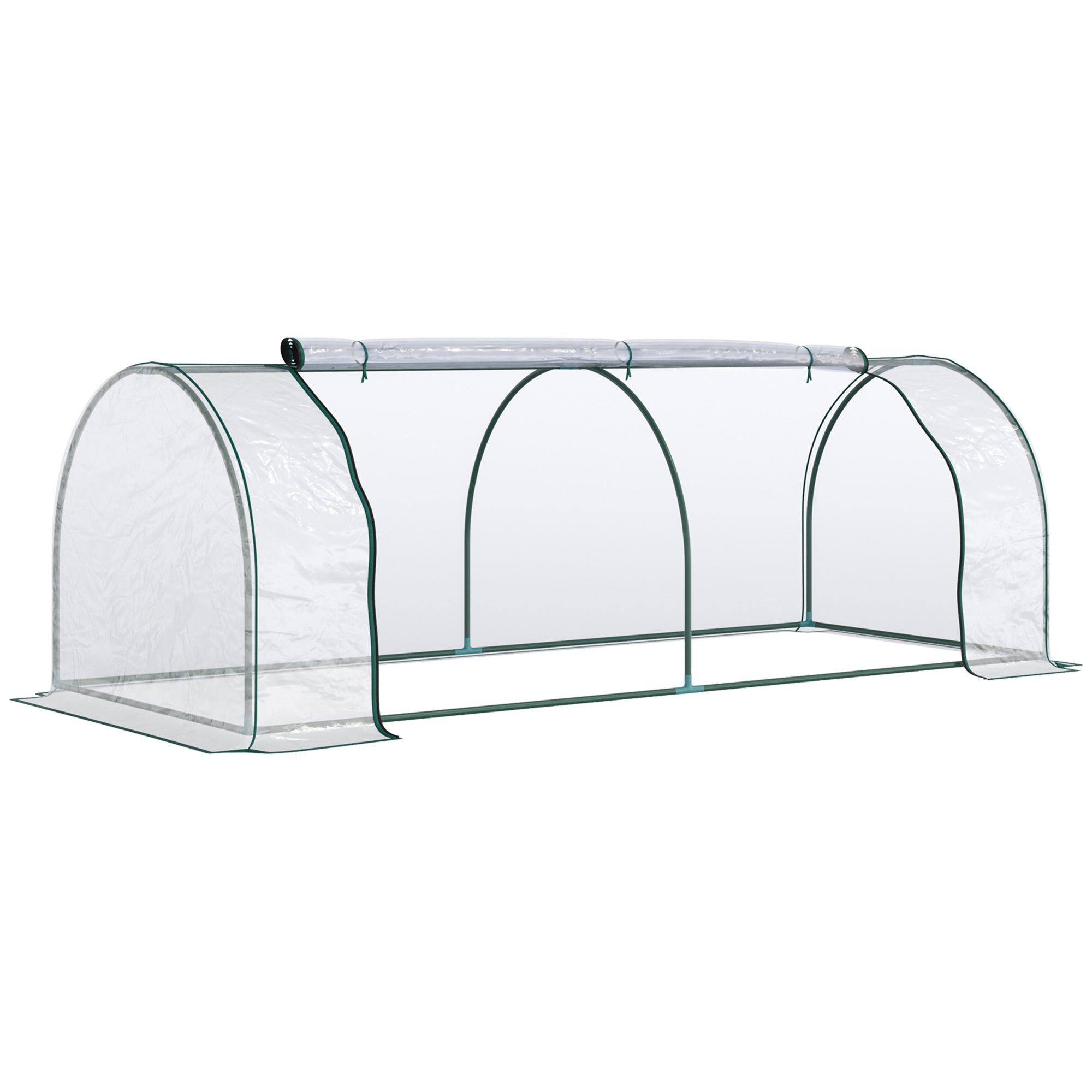 Tunnel Greenhouse With Steel Frame and PVC Cover - Transparent
