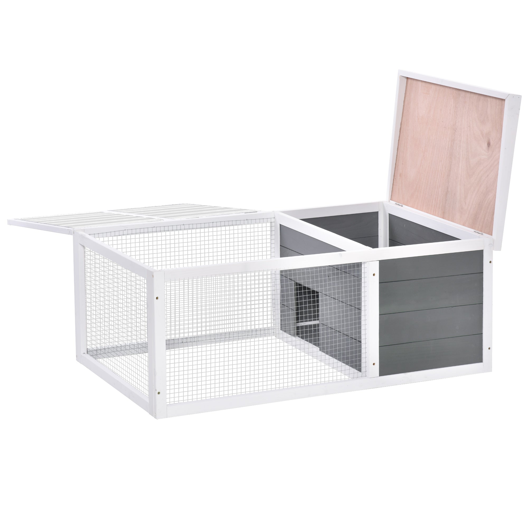 Indoor Outdoor Wooden Small Guinea Pigs Hutch with UV-Resistant Asphalt Roof and Water-Repellent Paint