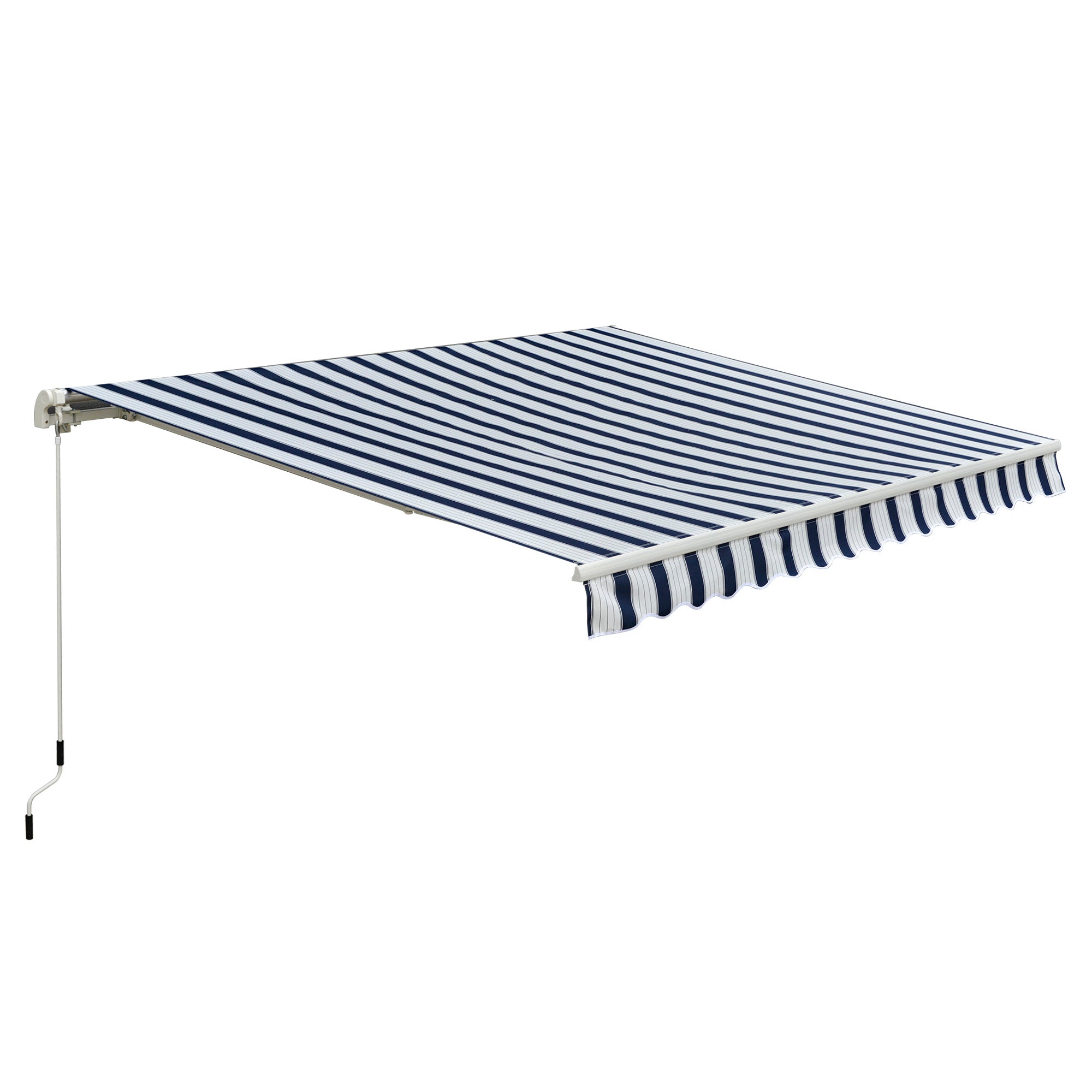 Manual Retractable Patio Awning Sun Shade Shelter Blue and White