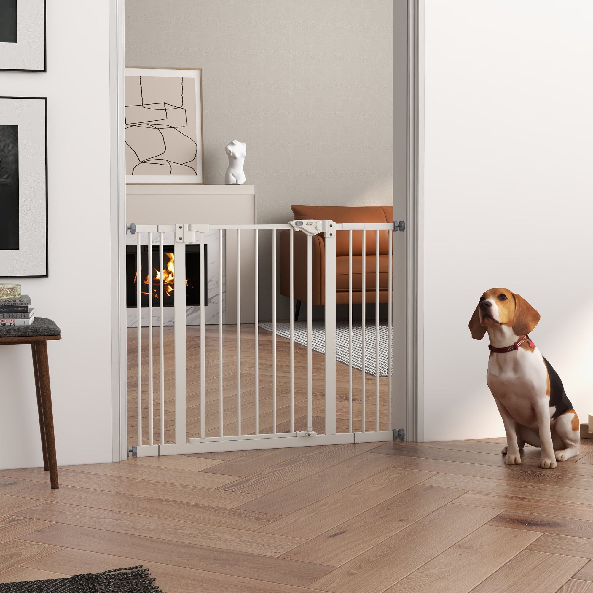 Adjustable Metal Dog Gate 74-100cm Wide with Automatic Closing - Black