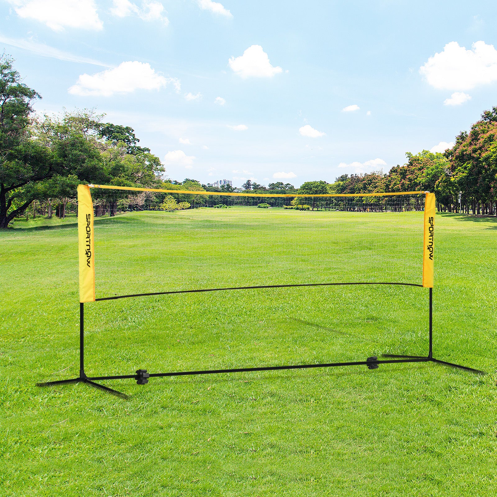 3m Height Adjustable Badminton Net for Tennis, Pickleball & Volleyball with Carry Bag - Black and Yellow