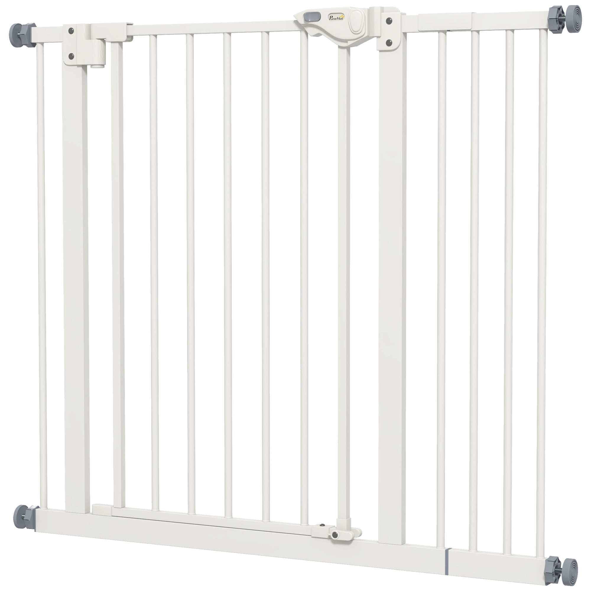Adjustable Metal Dog Gate 74-94cm Wide with Automatic Closing - White