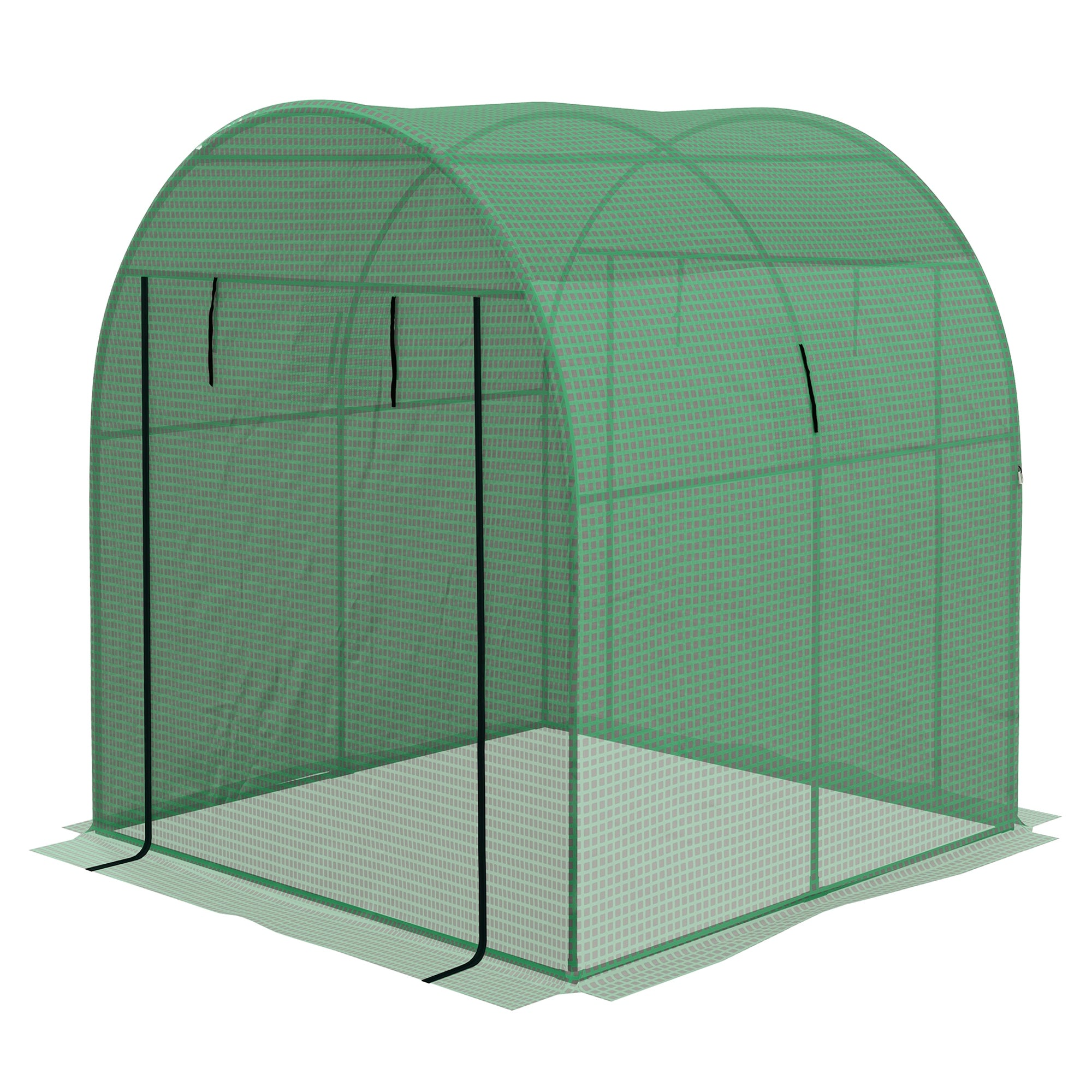 Polytunnel Greenhouse Walk-In Grow House with UV-Resistant PE Cover - Green