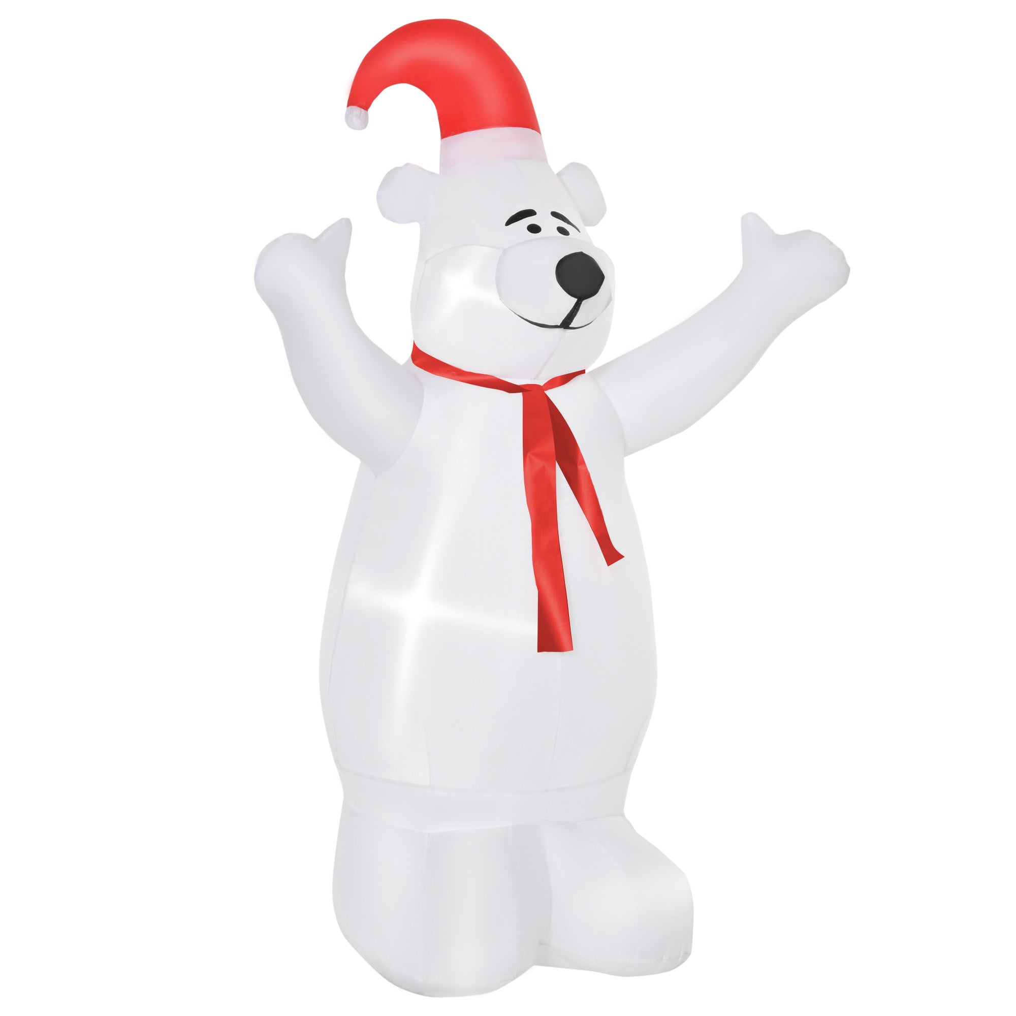 6ft Inflatable Bear Christmas Decoration with LED Lights - Red & White