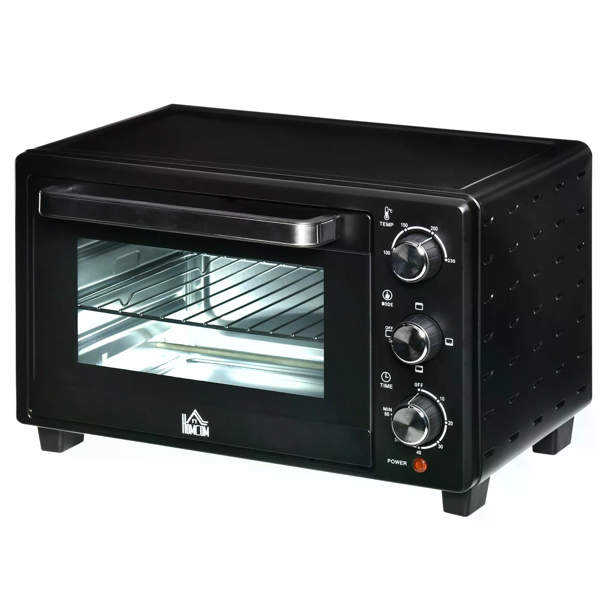 21L Mini Electric Oven with Adjustable Temperature and Timer - Black