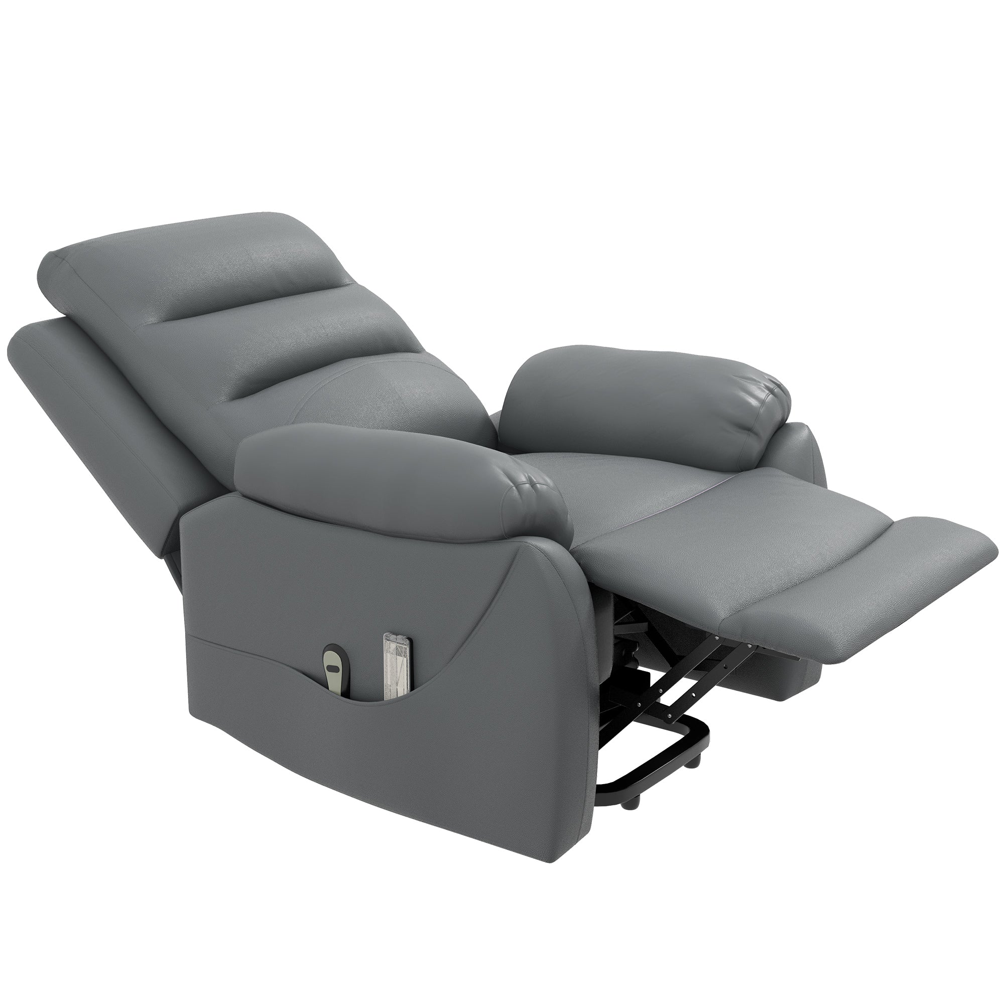 Power Lift Recliner Chair with Massage Function for Ultimate Comfort - Grey Faux Leather