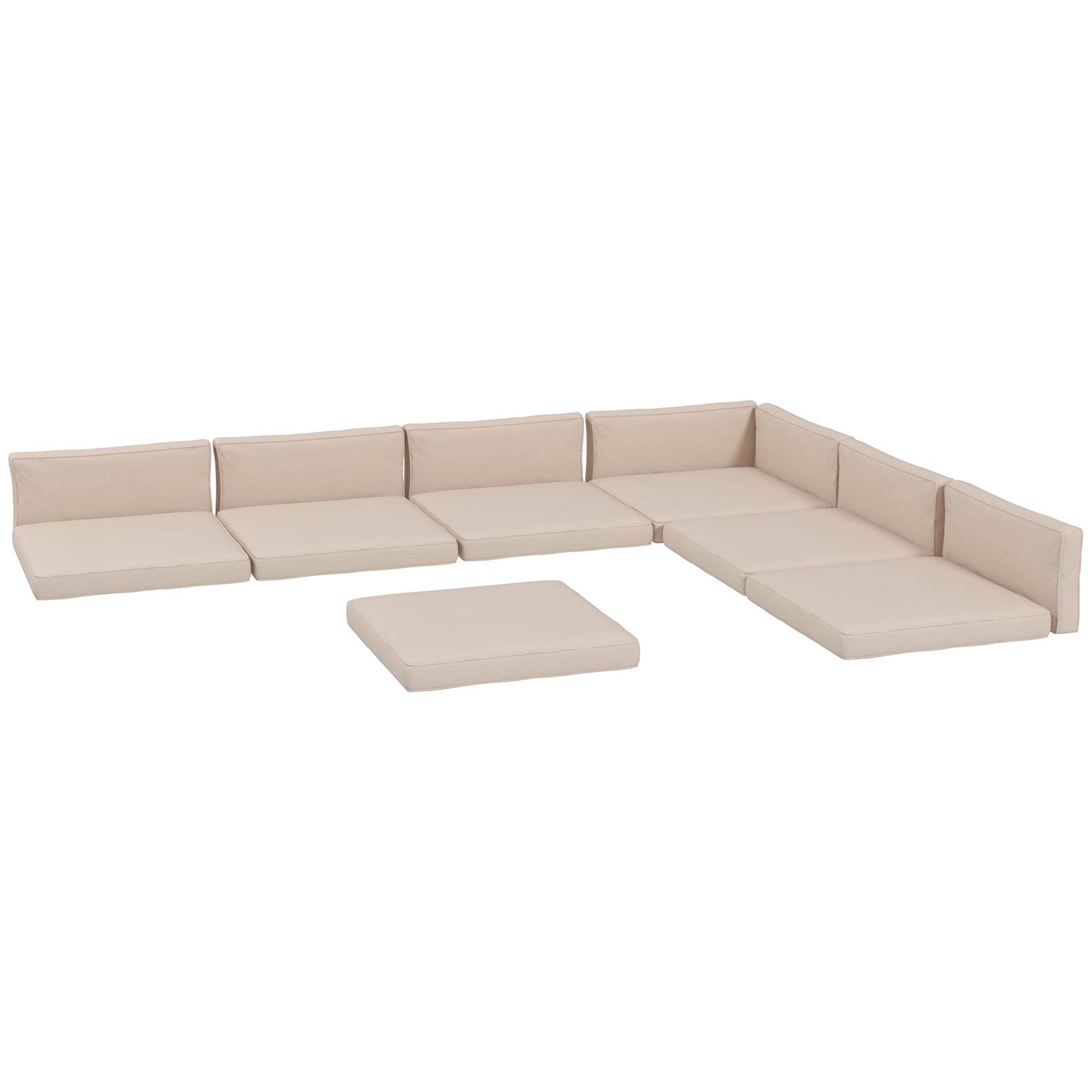 Outdoor Replacement Seat and Back Cushions for 7-Seat Rattan Patio Set - Cream White