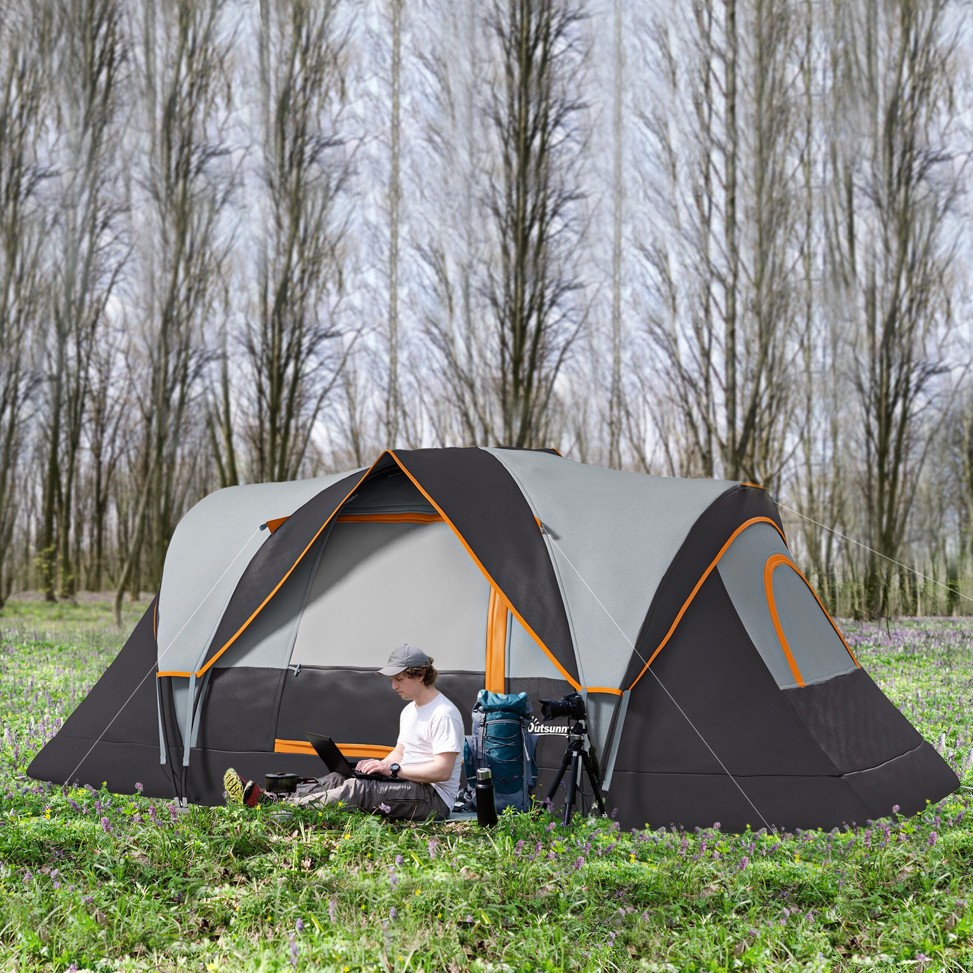5-6 Person Dome Camping Tent with UV Protection and Water Resistant Fabric - Multicolour
