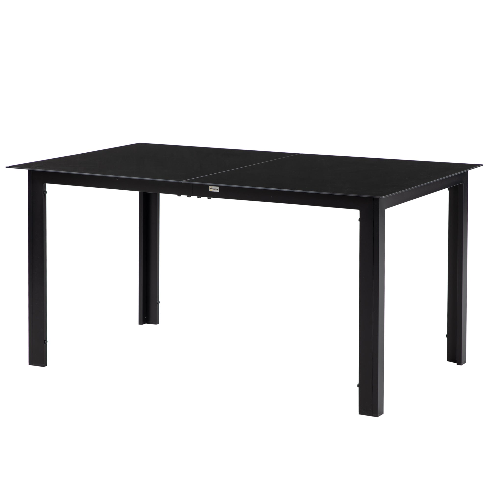 6 Seater Aluminium Outdoor Dining Table with Tempered Glass Top Black