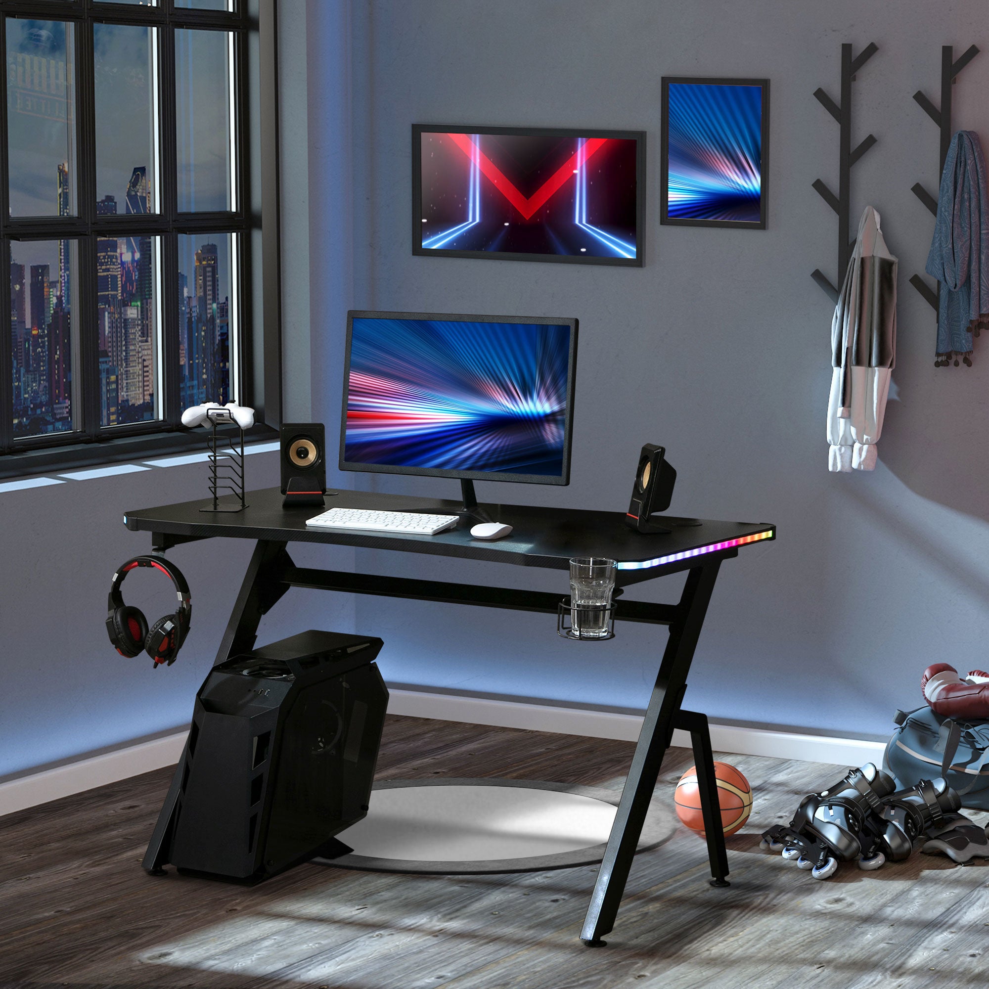 Gaming Desk Racing Style Home Office Ergonomic Computer Table Workstat