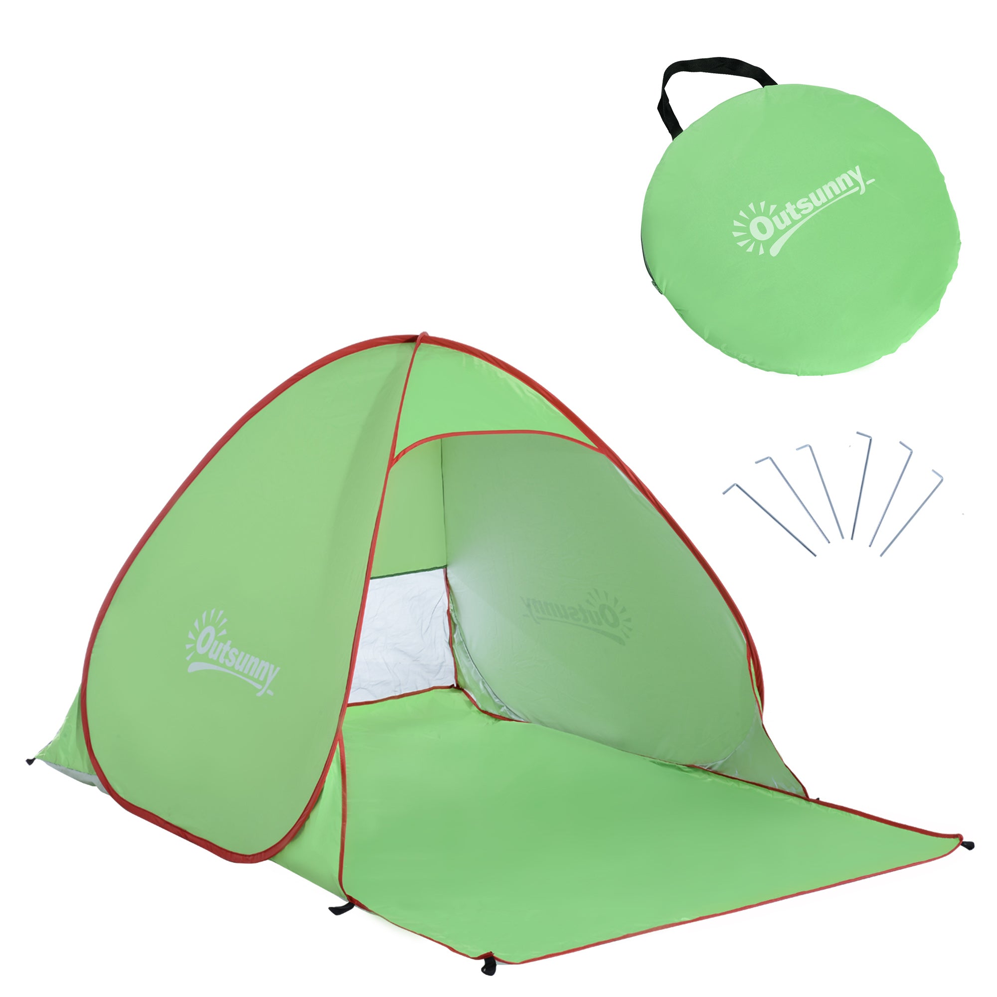 2-3 Person Pop Up Beach Tent with UV Protection - Green