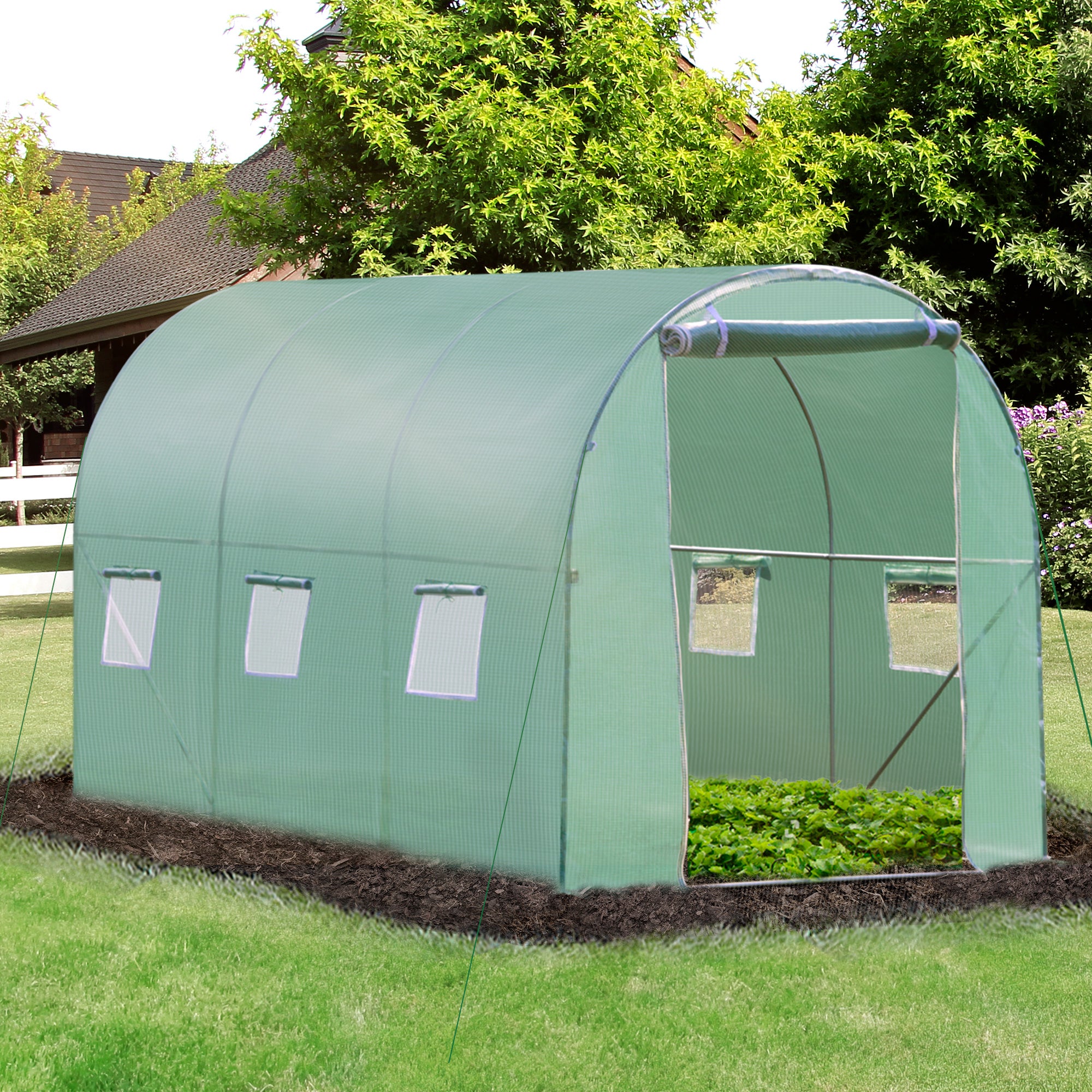 Walk In Polytunnel Greenhouse with Zipped Door 3x2m Clear PE Cover