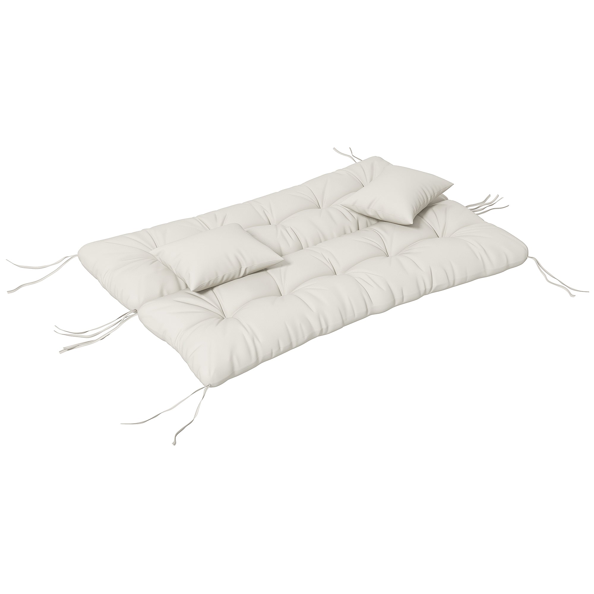 4-Piece Patio Chair Cushion Set with 2 Pillows and Ties - White