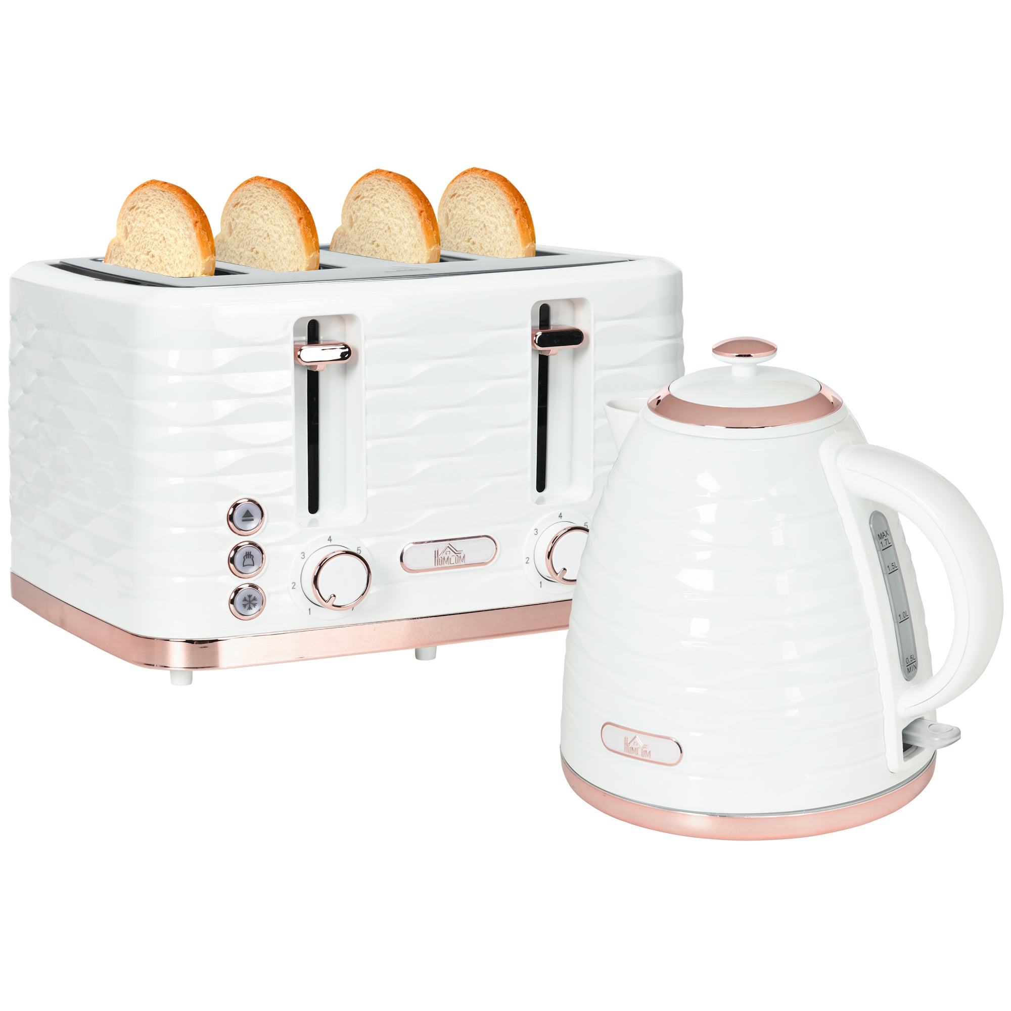 2 Piece Electric Kettle and 4 Slice Toaster Set - 3000W, Chrome