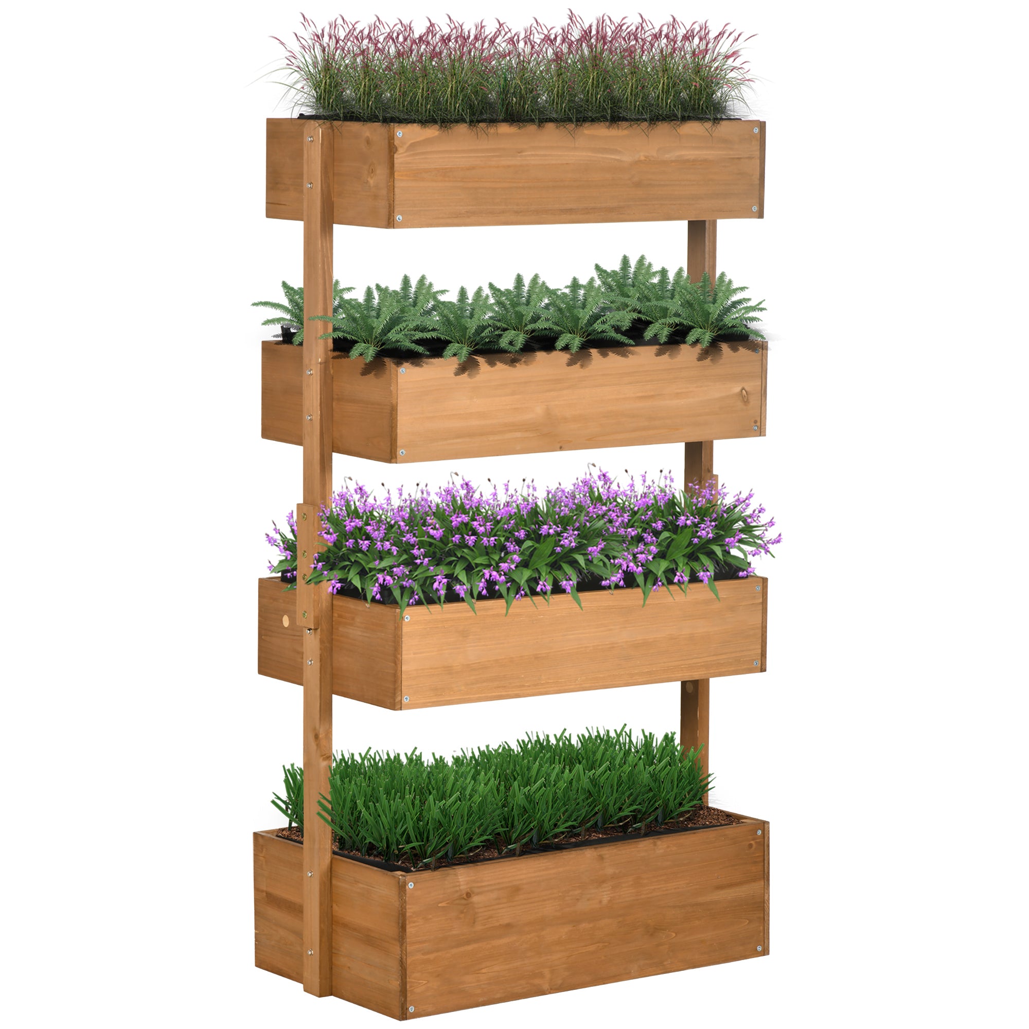 4 Tier Raised Garden Bed Planter - Fir Wood Vertical Plant Stand
