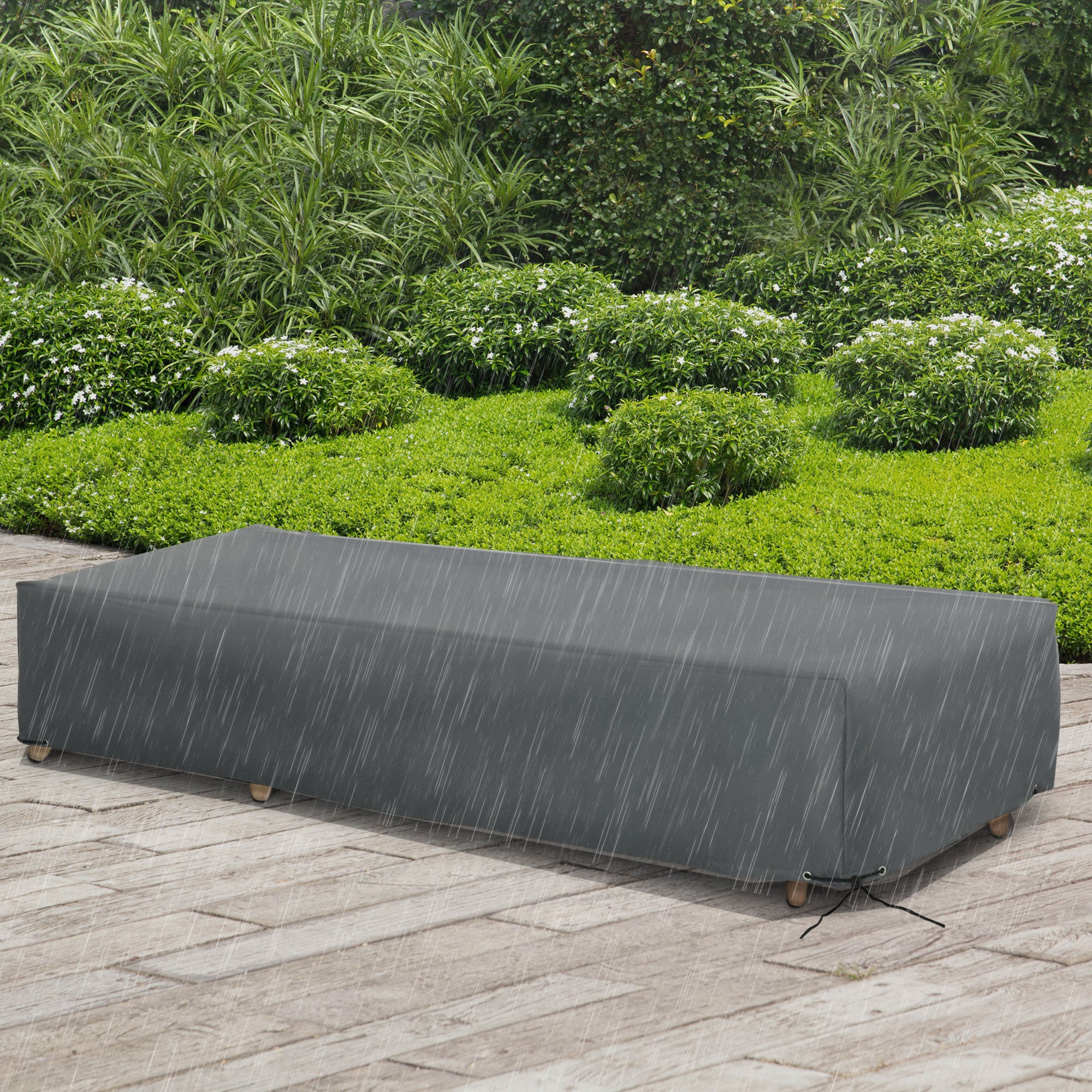 Rectangular Garden Furniture Cover 200x73x35cm Water & UV Resistant Oxford Fabric - Grey