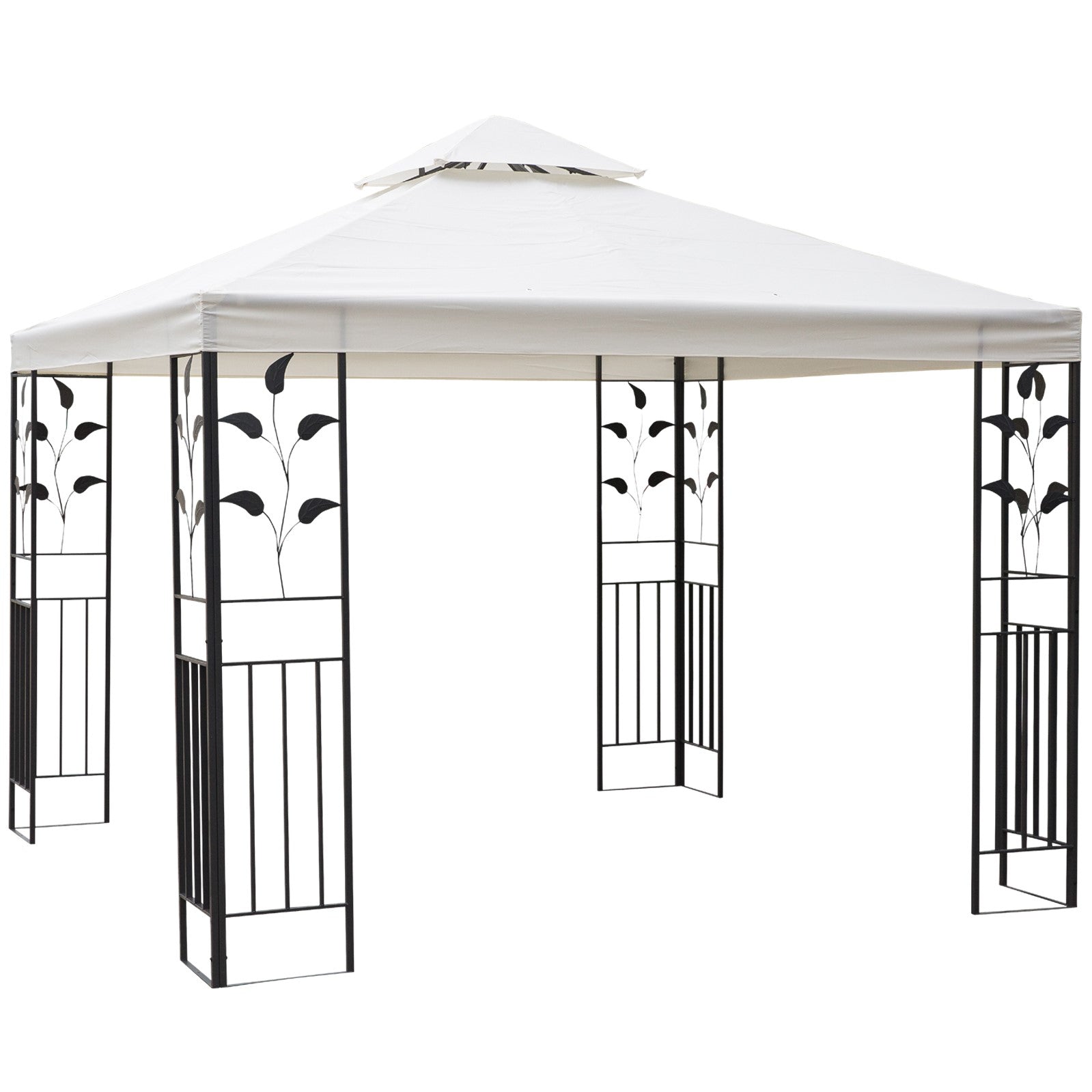 3x3m Outdoor Garden Gazebo with Vented Two Tier Roof Cream
