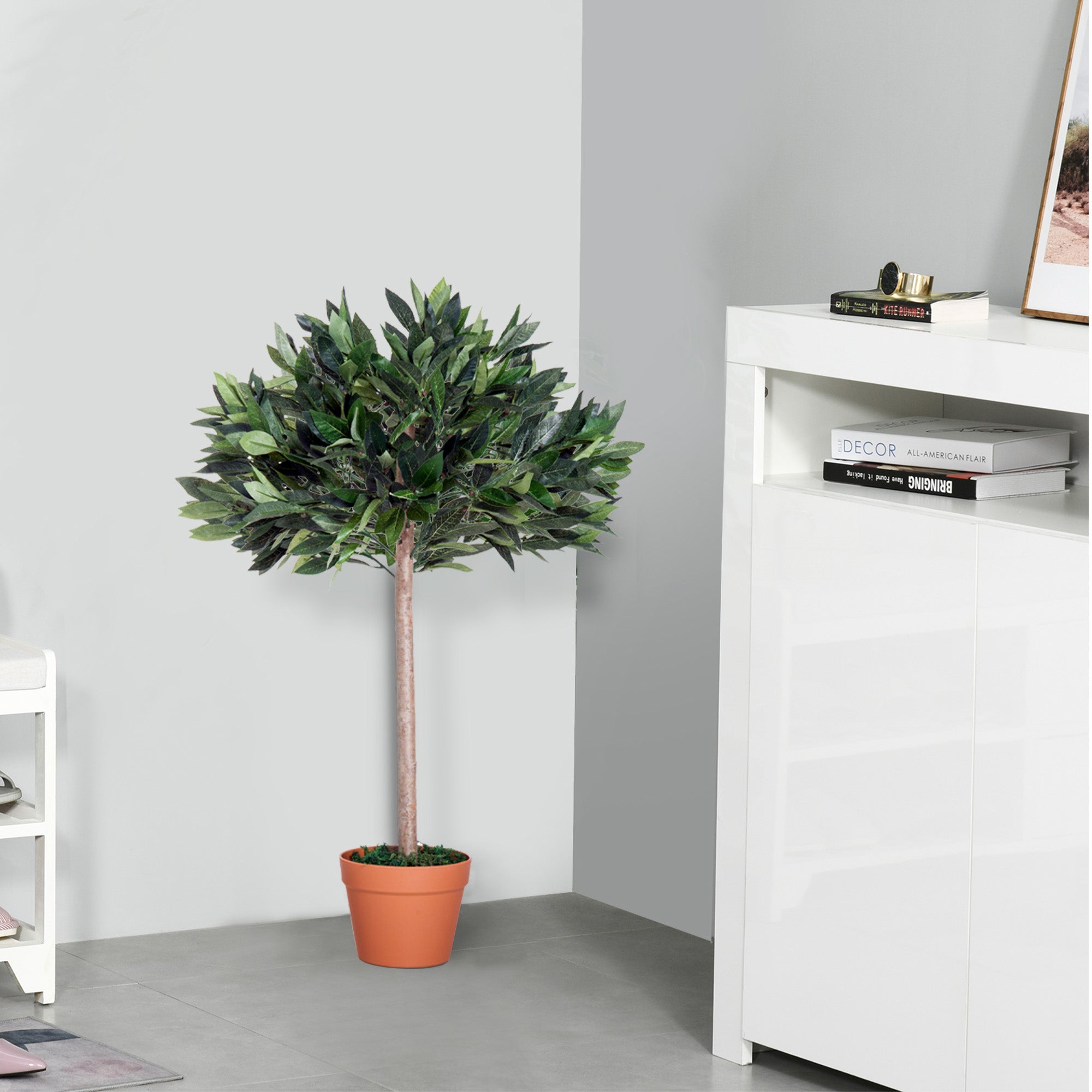 3ft Artificial Olive Tree Indoor Plant with Orange Pot - Orange