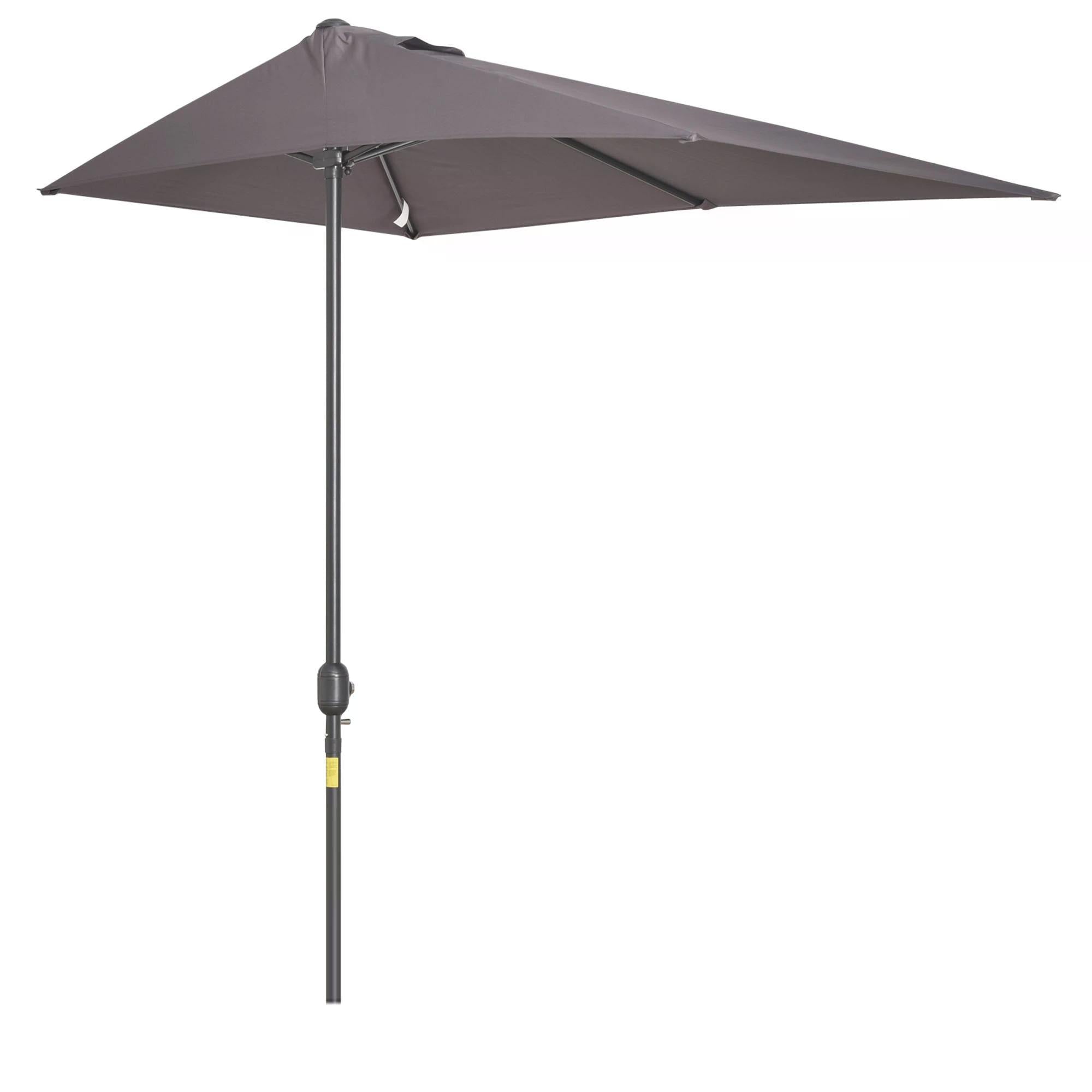 2.3 Metre Half Round Balcony Parasol with Crank Handle - Grey UV Resistant