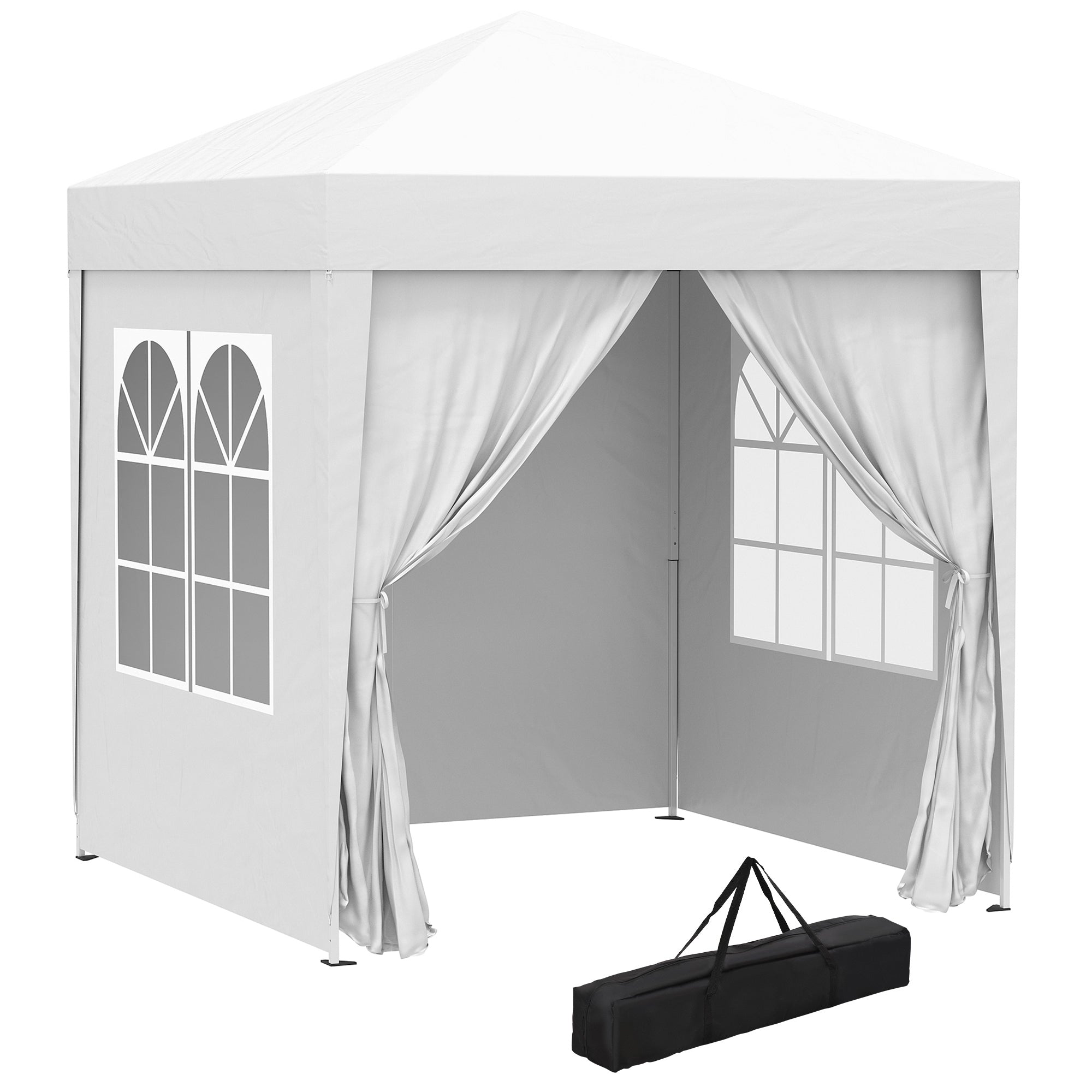 2m x 2m Pop Up Gazebo Canopy Set with Removable Walls - White