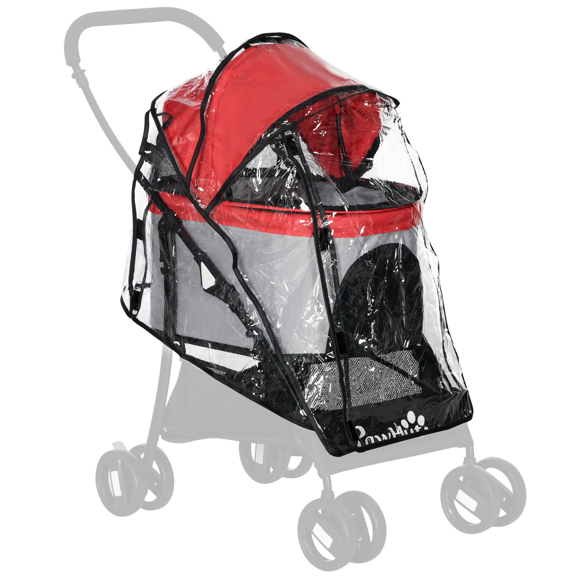 Dog Pram Rain Cover for Small Dogs and Cats with Front and Rear Entry - Transparent