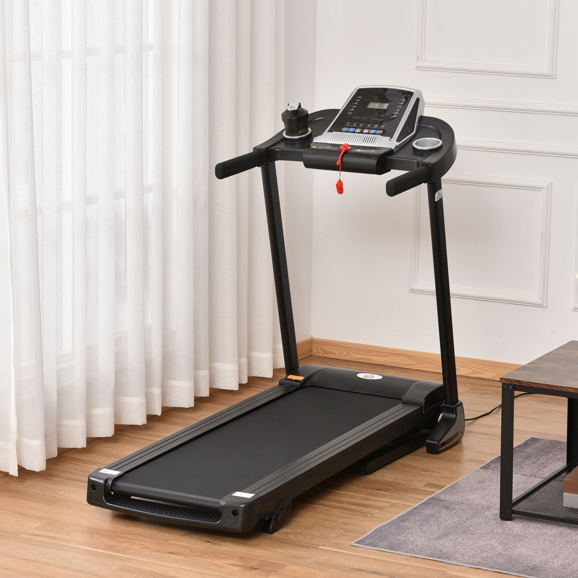 Folding Electric Treadmill with 12 Preset Programs and LED Display - Black