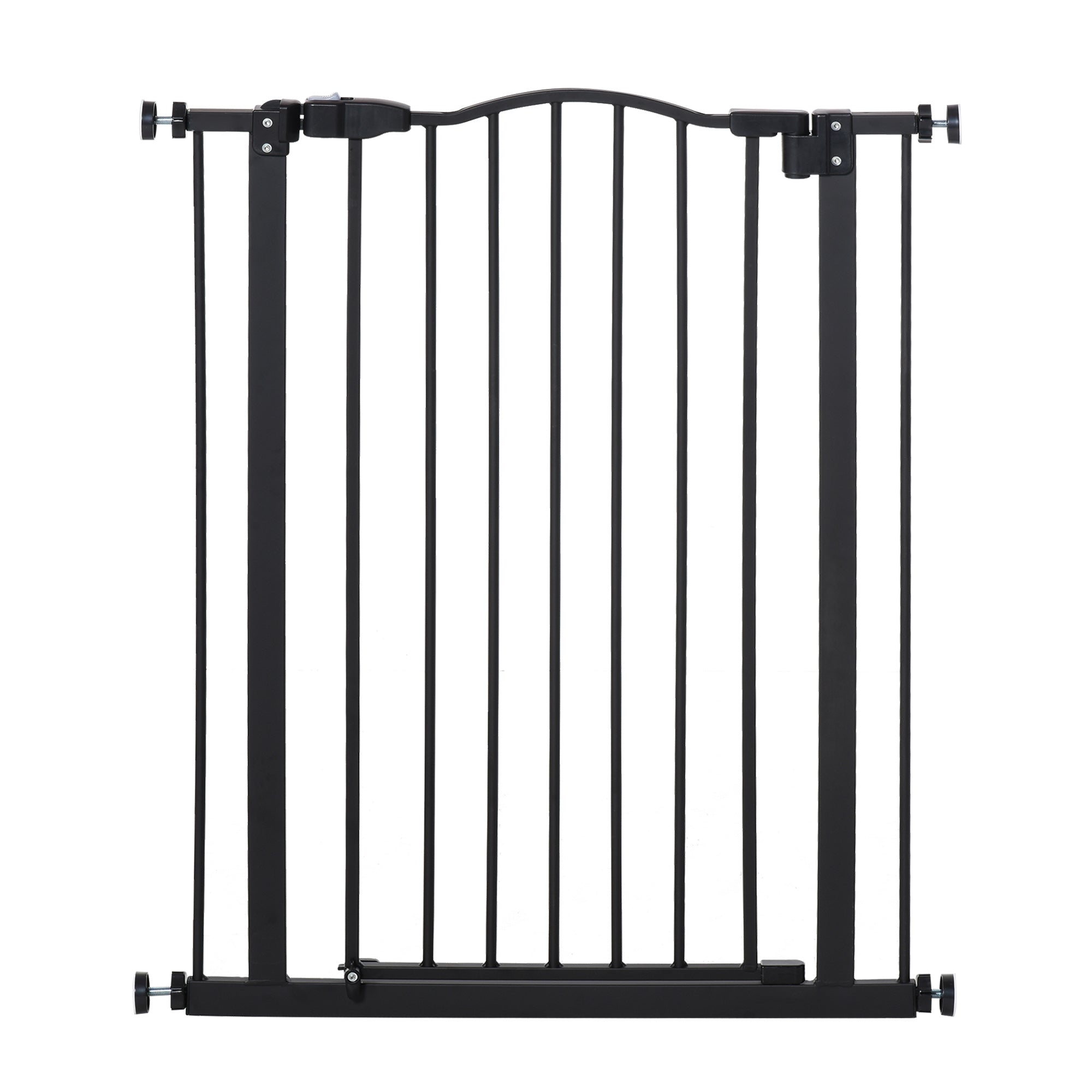 Adjustable 74-84cm Metal Pet Safety Gate with Auto-Close Door & Double Lock - Black